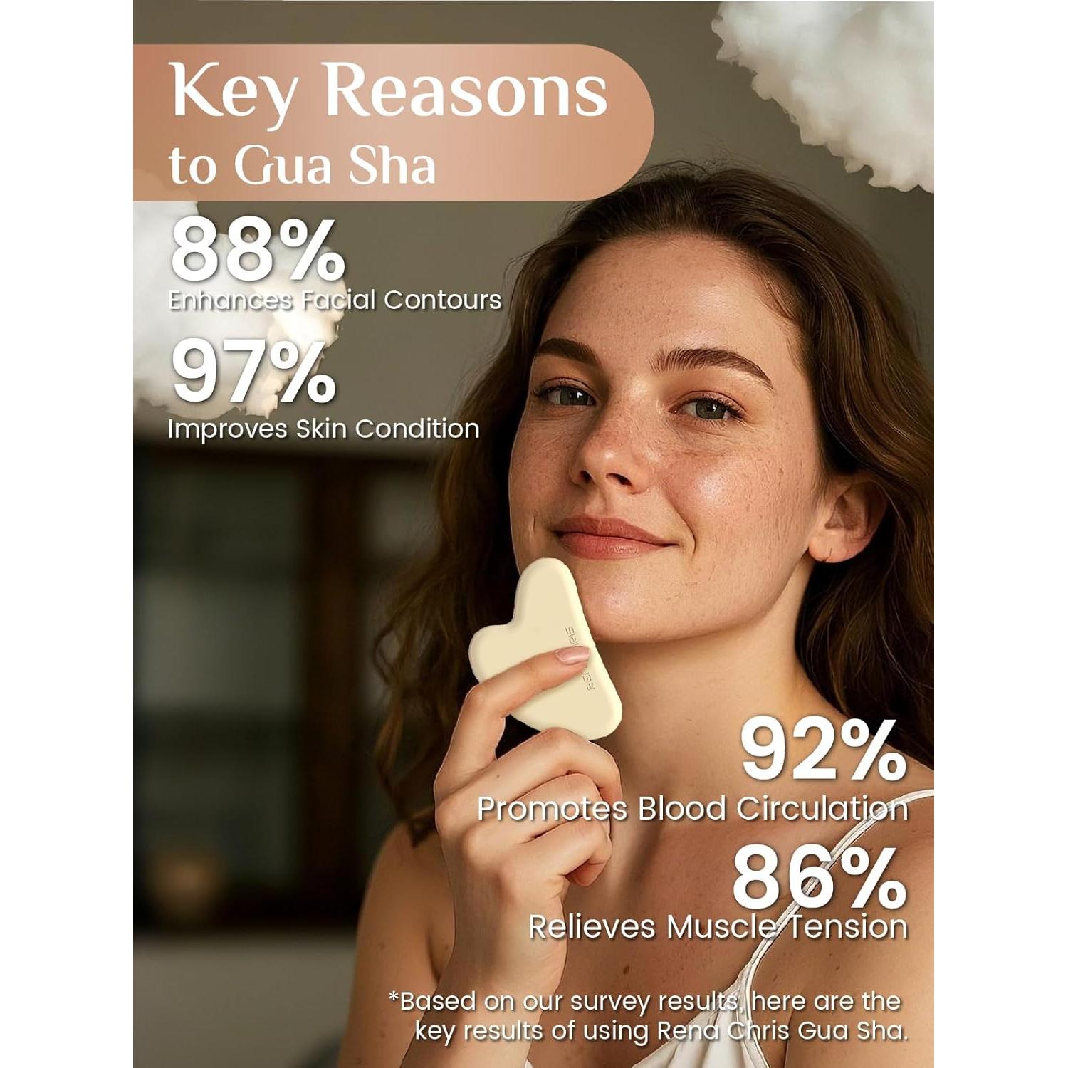 Herramienta Gua Sha Facial Rena Chris de Silicona 7.1x4.6cm