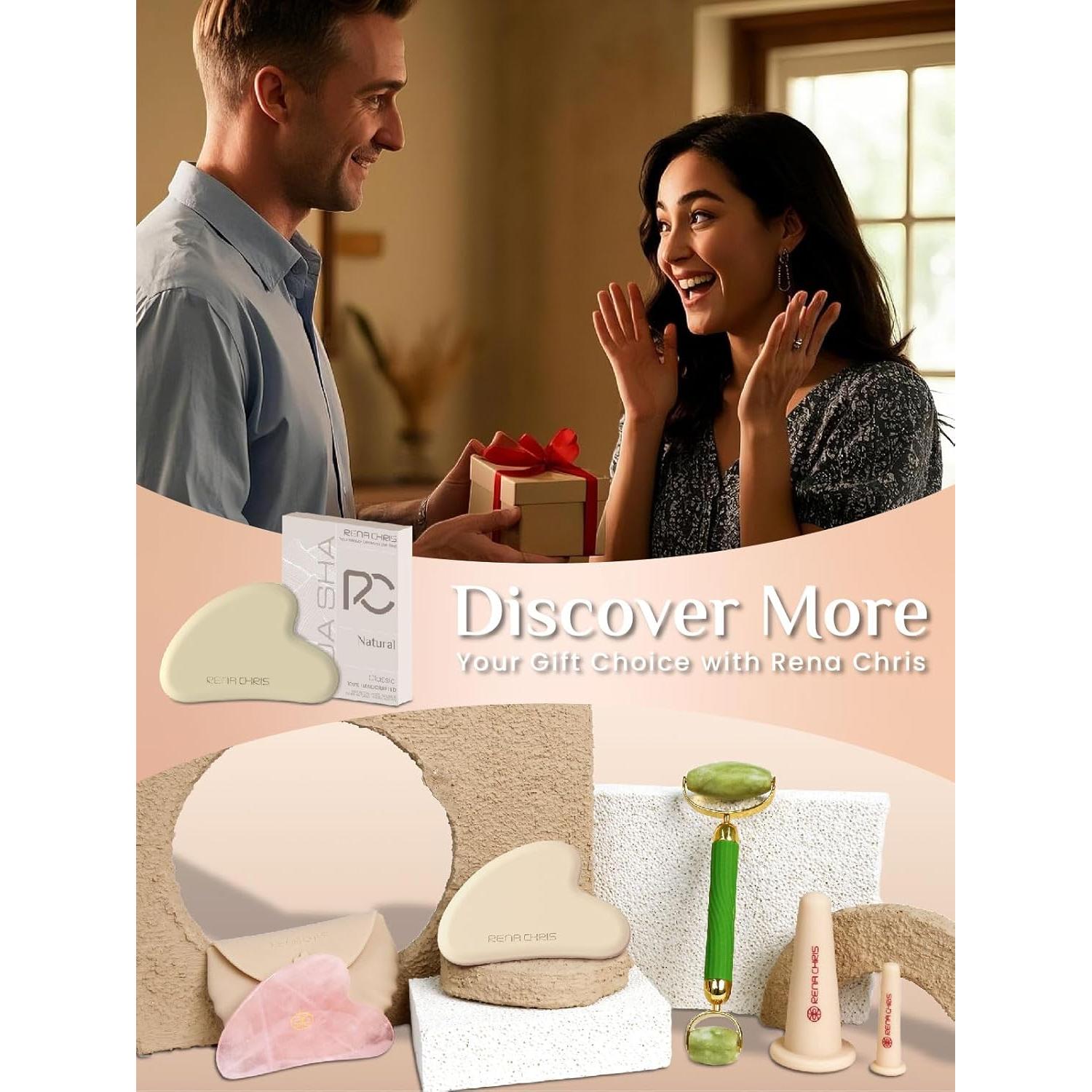 Herramienta Gua Sha Facial Rena Chris de Silicona 7.1x4.6cm