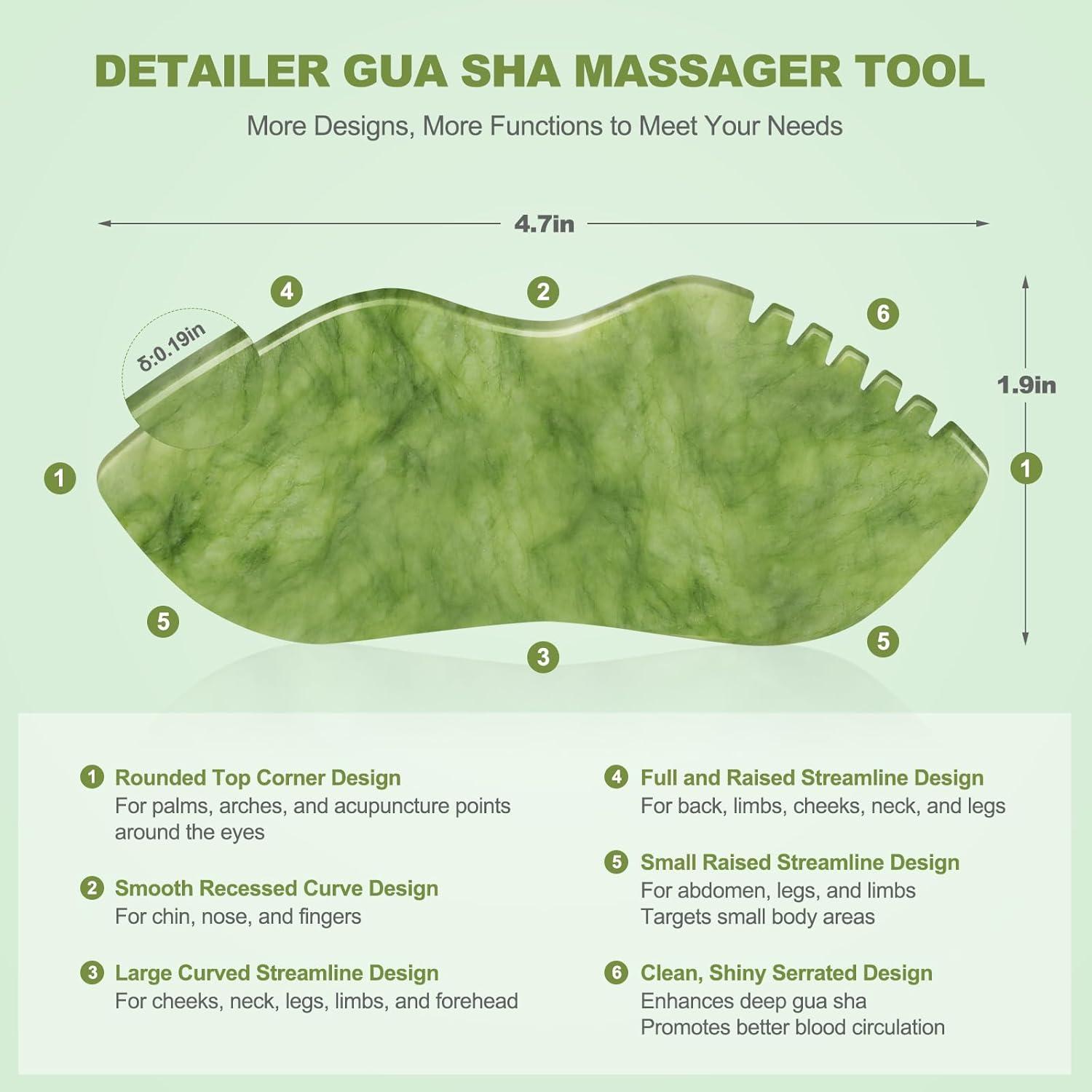 Juego de 3 Herramientas Gua Sha de Jade Crossmoon - Masaje Facial y Corporal