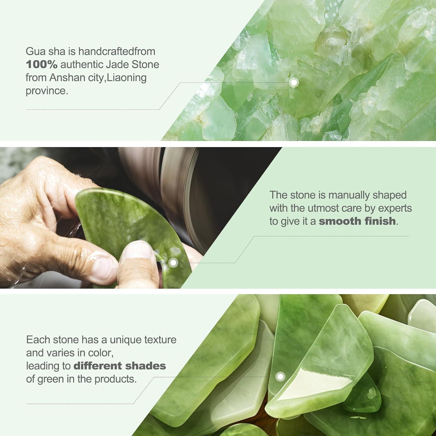 Juego de 3 Herramientas Gua Sha de Jade Crossmoon - Masaje Facial y Corporal