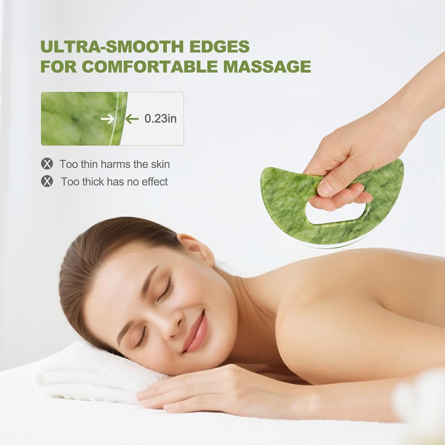 Juego de 3 Herramientas Gua Sha de Jade Crossmoon - Masaje Facial y Corporal