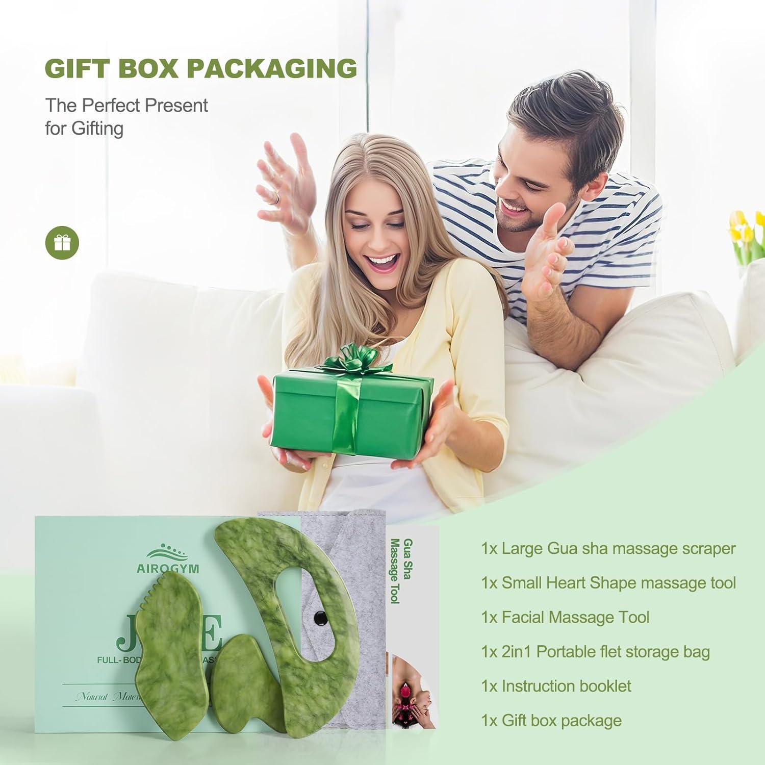 Juego de 3 Herramientas Gua Sha de Jade Crossmoon - Masaje Facial y Corporal