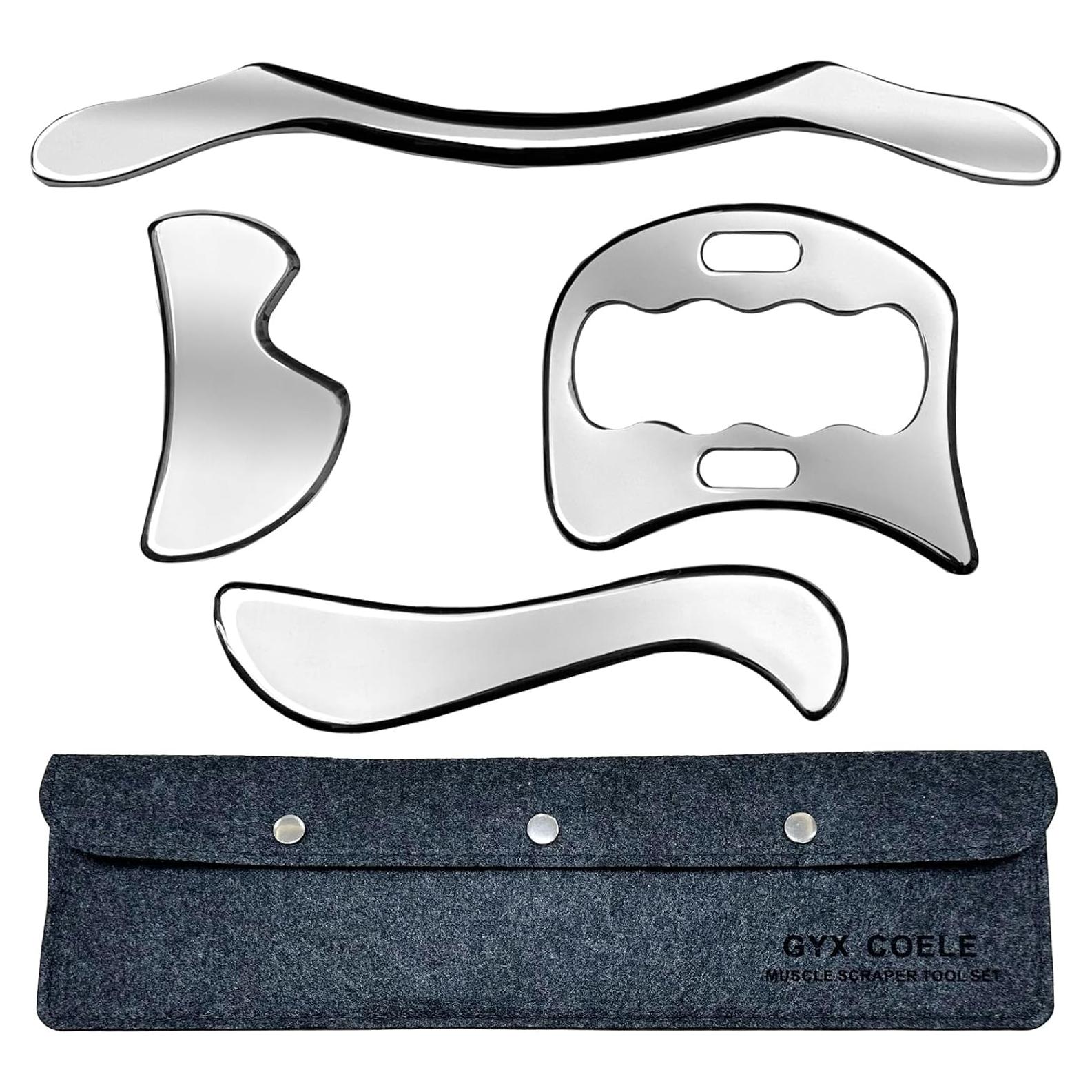 Conjunto Gua Sha de Acero Inoxidable 4 en 1 GYX COELE
