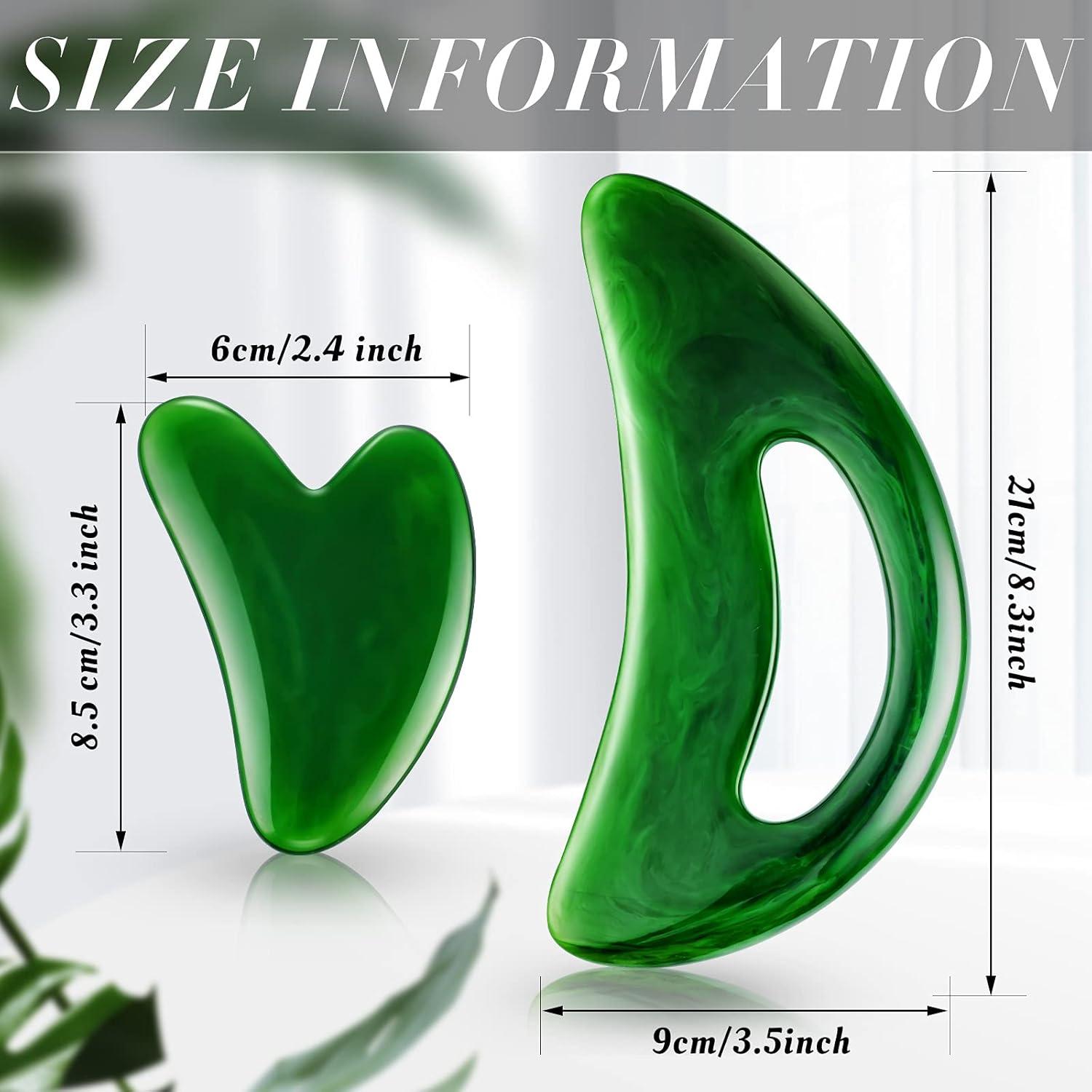 Juego de Gua Sha Corporal BBTO 2 Piezas Verde - Masaje Espalda, Cara, Cuello