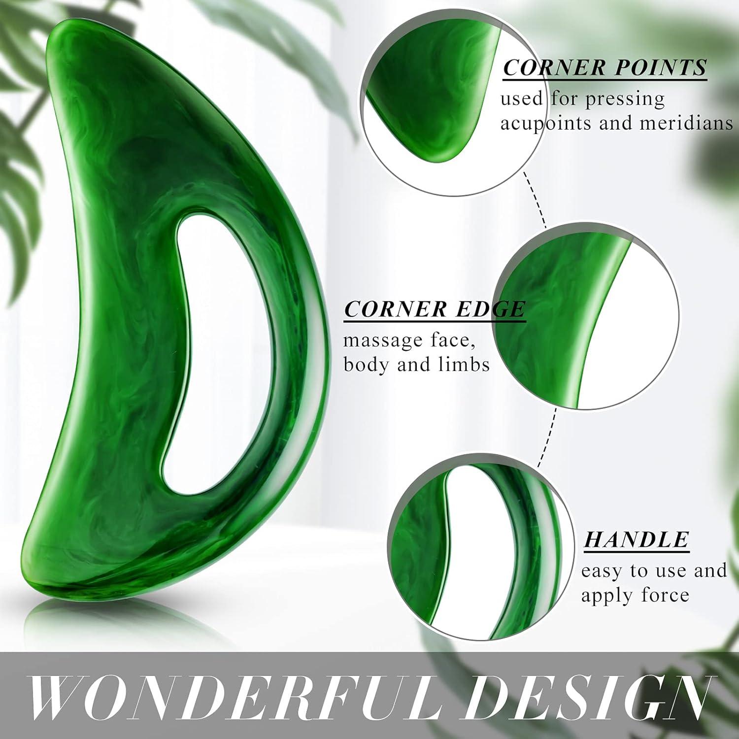 Juego de Gua Sha Corporal BBTO 2 Piezas Verde - Masaje Espalda, Cara, Cuello