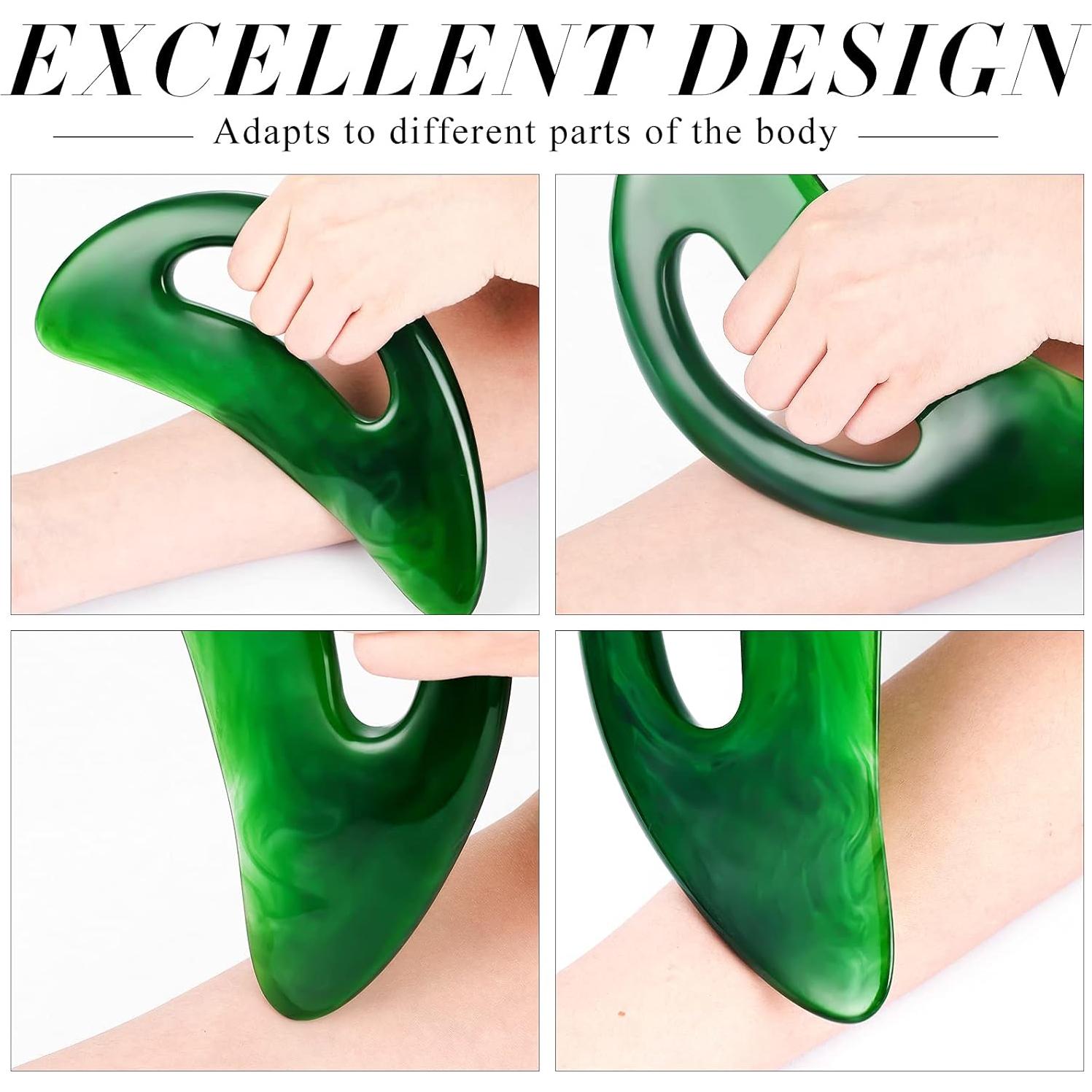 Juego de Gua Sha Corporal BBTO 2 Piezas Verde - Masaje Espalda, Cara, Cuello