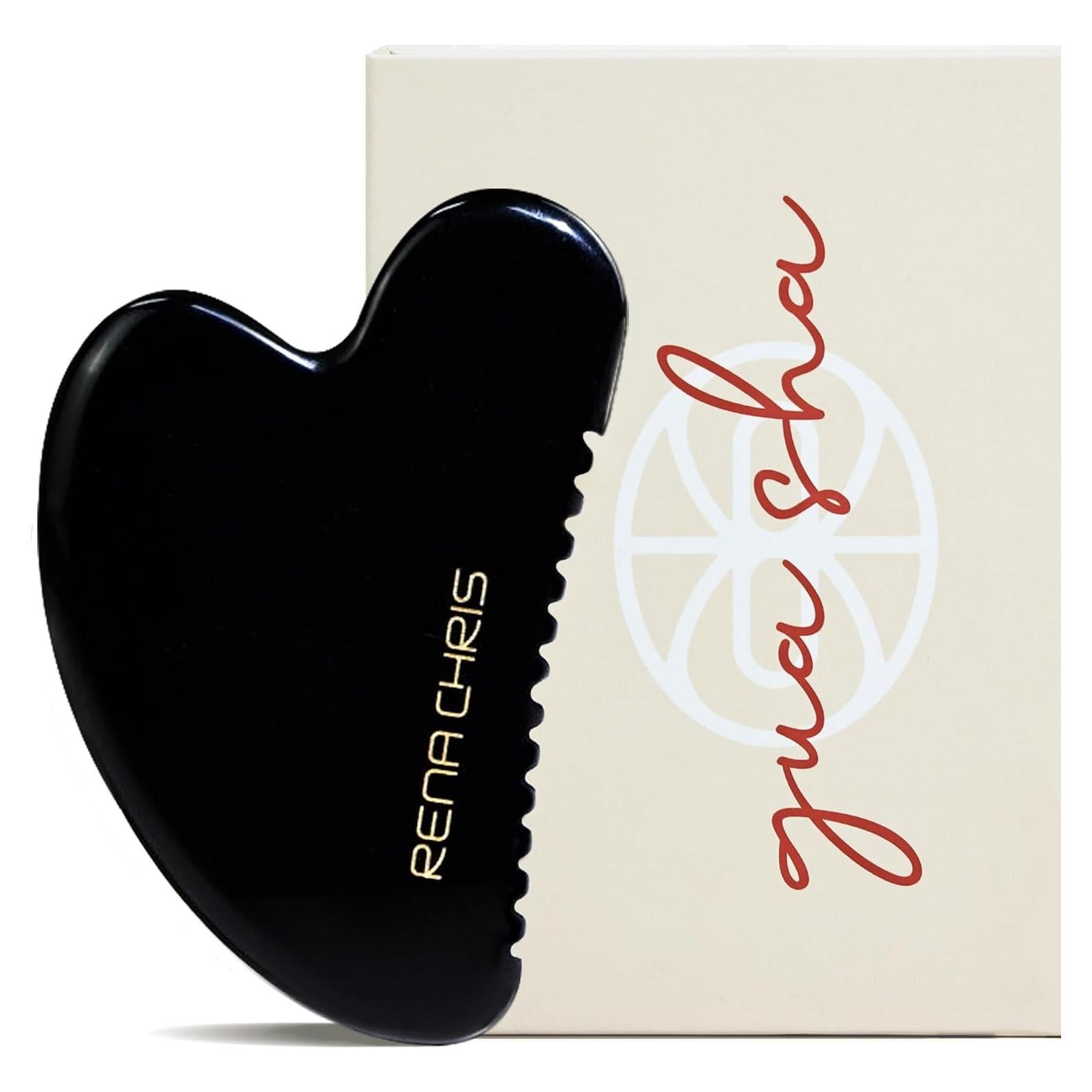 Gua Sha Facial Rena Chris Obsidiana Negra para Cara y Cuerpo
