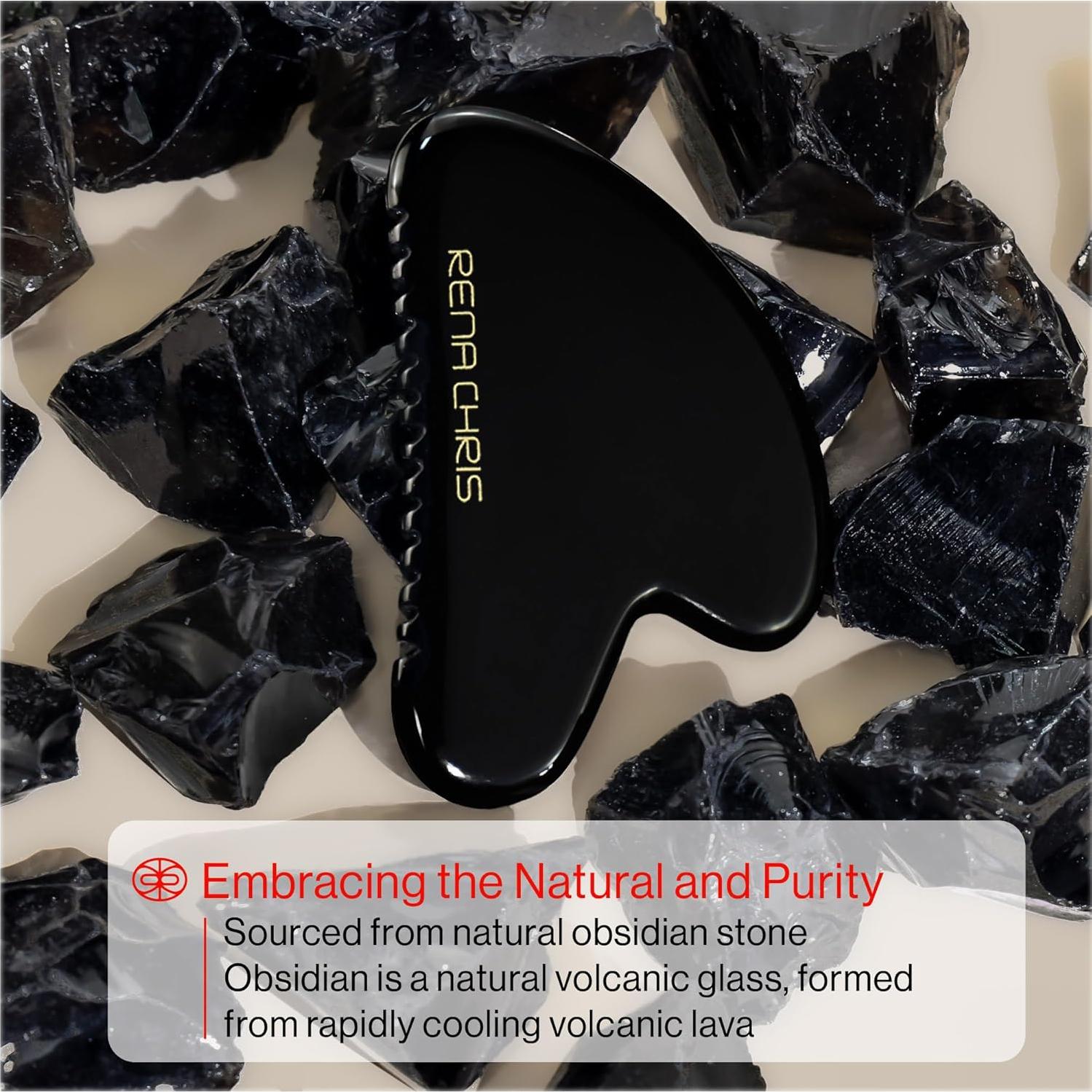 Gua Sha Facial Rena Chris Obsidiana Negra para Cara y Cuerpo