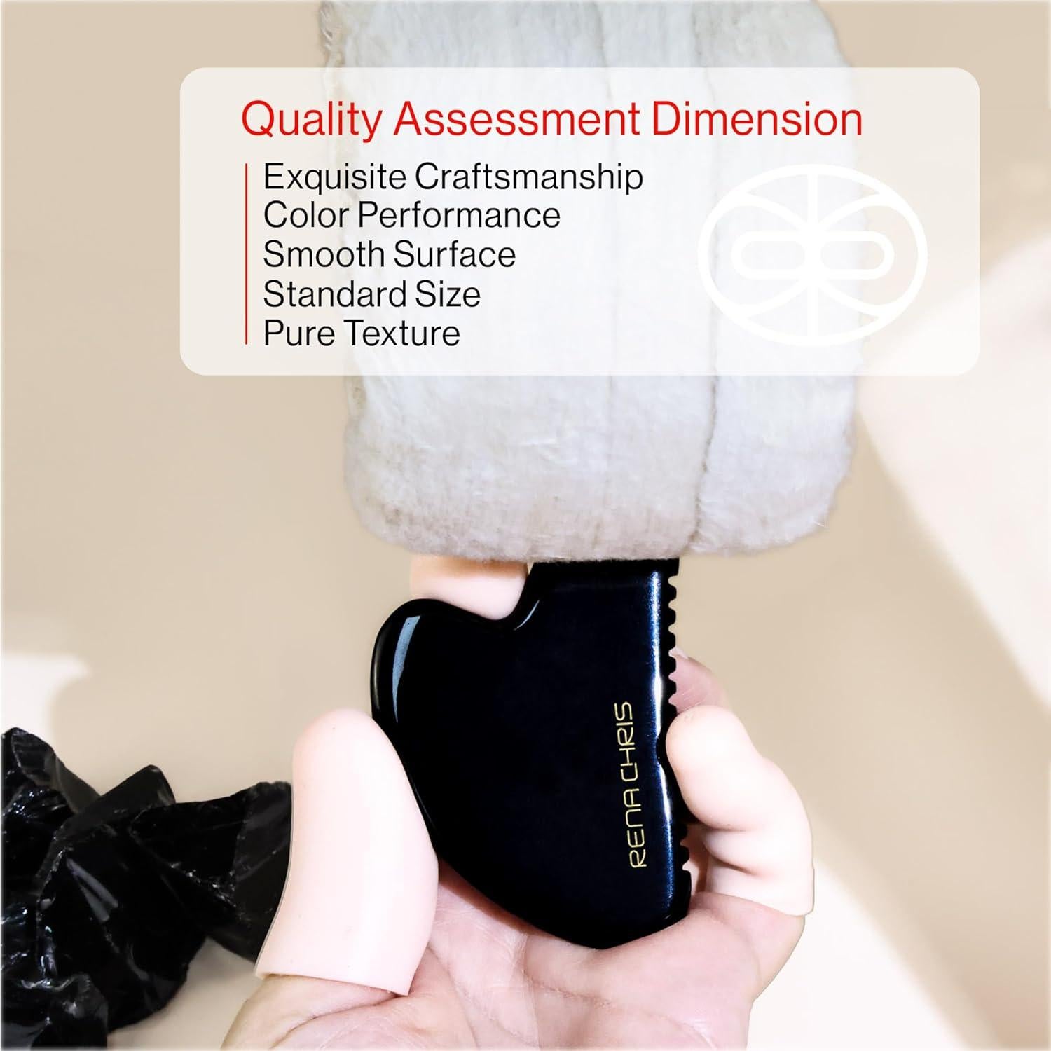 Gua Sha Facial Rena Chris Obsidiana Negra para Cara y Cuerpo