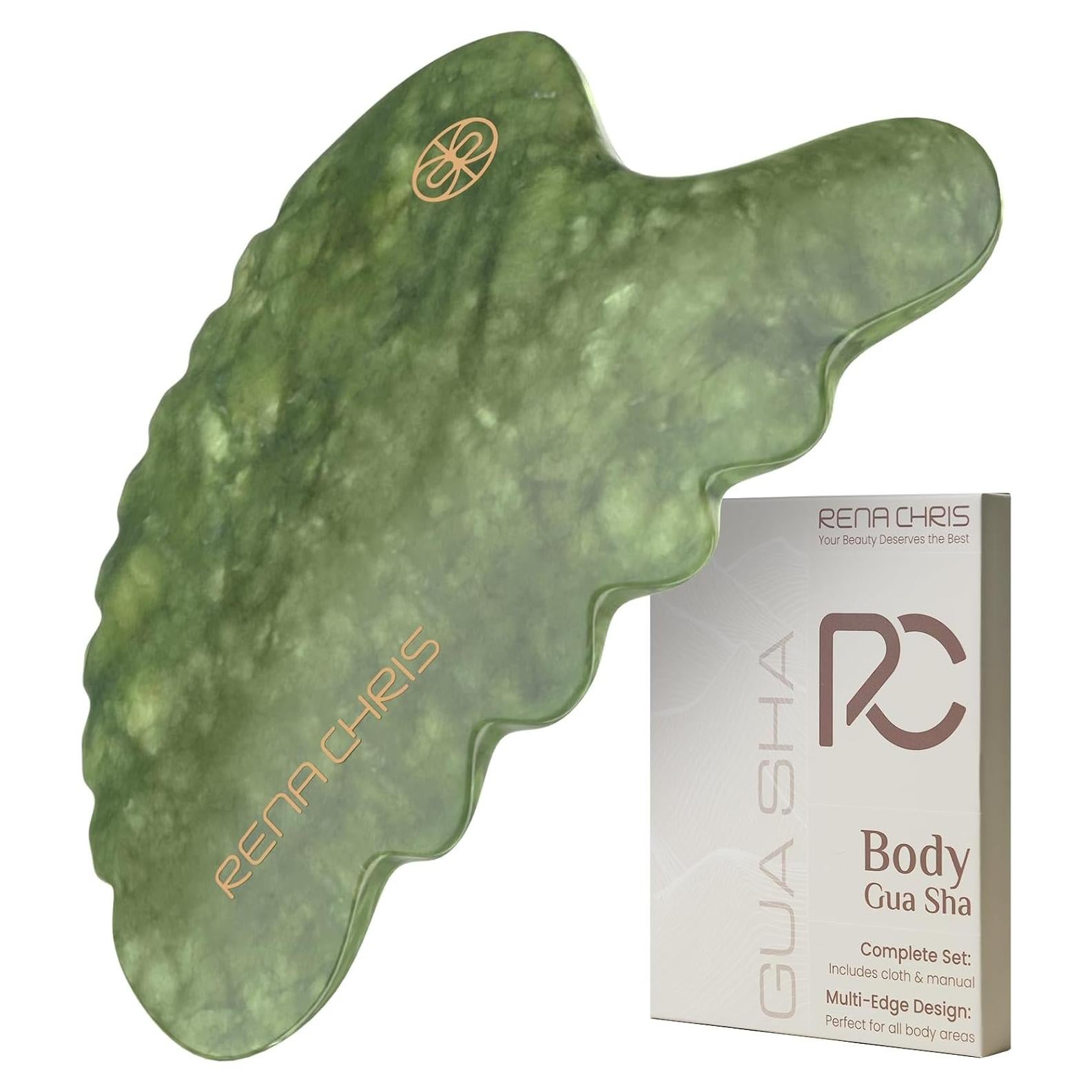 Herramienta de Gua Sha Rena Chris Jade Natural 9.9x6.9cm