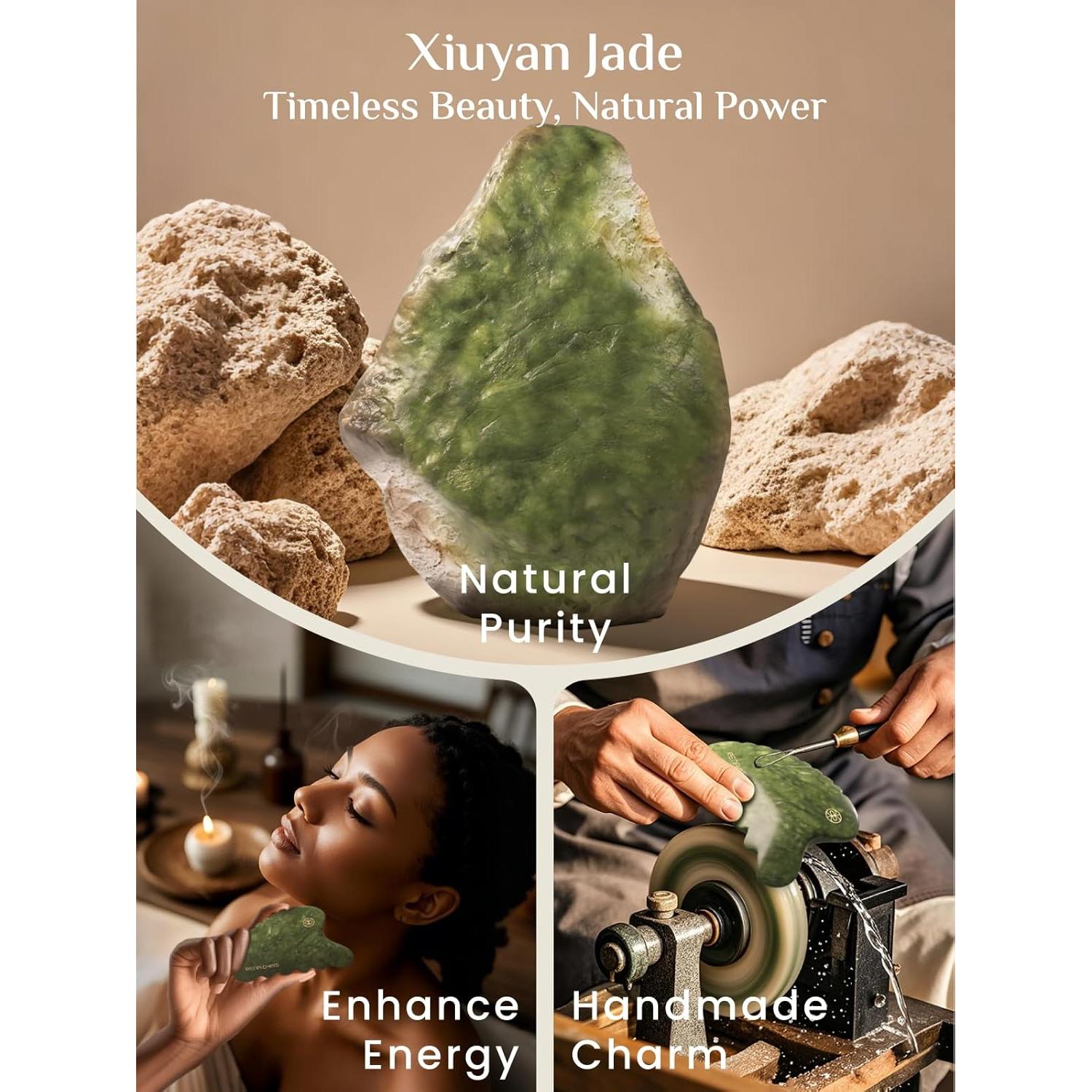 Herramienta de Gua Sha Rena Chris Jade Natural 9.9x6.9cm