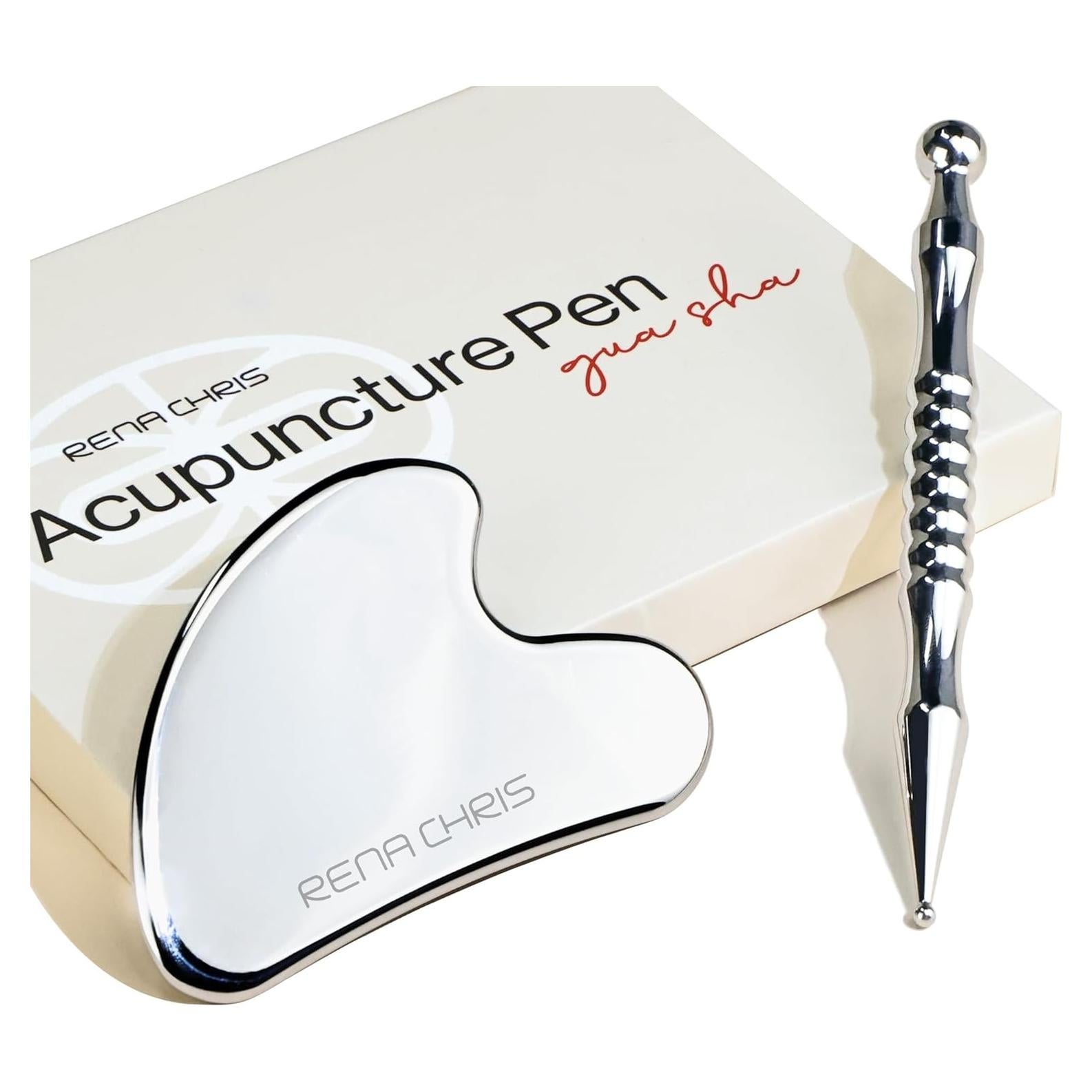 Bolígrafo de Acupuntura Rena Chris y Gua Sha Acero Inoxidable