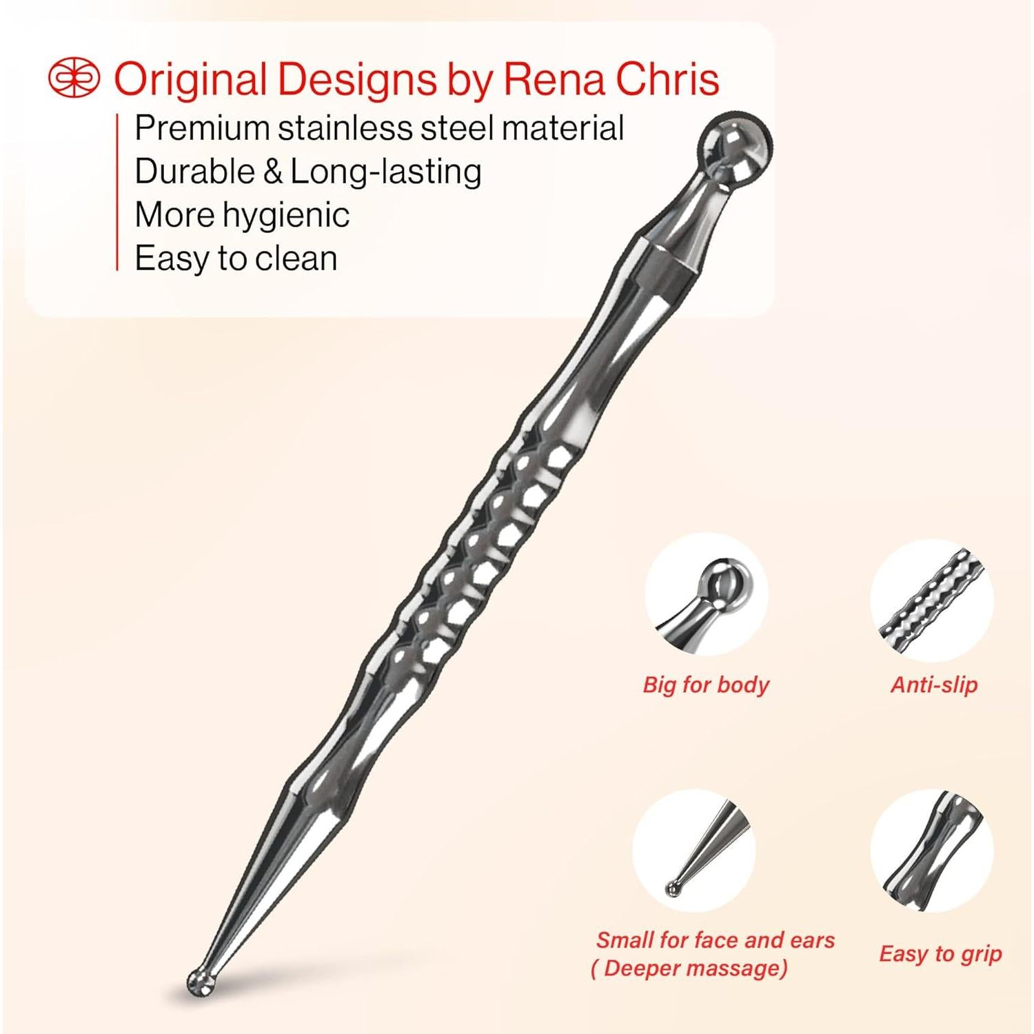 Bolígrafo de Acupuntura Rena Chris y Gua Sha Acero Inoxidable