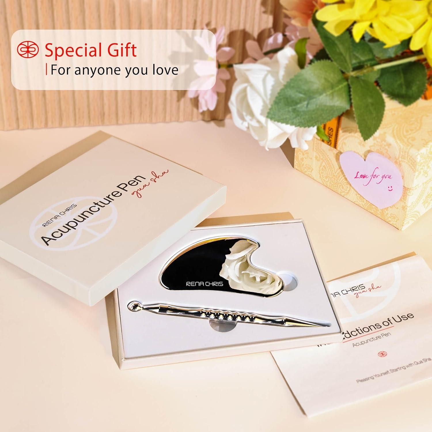 Bolígrafo de Acupuntura Rena Chris y Gua Sha Acero Inoxidable