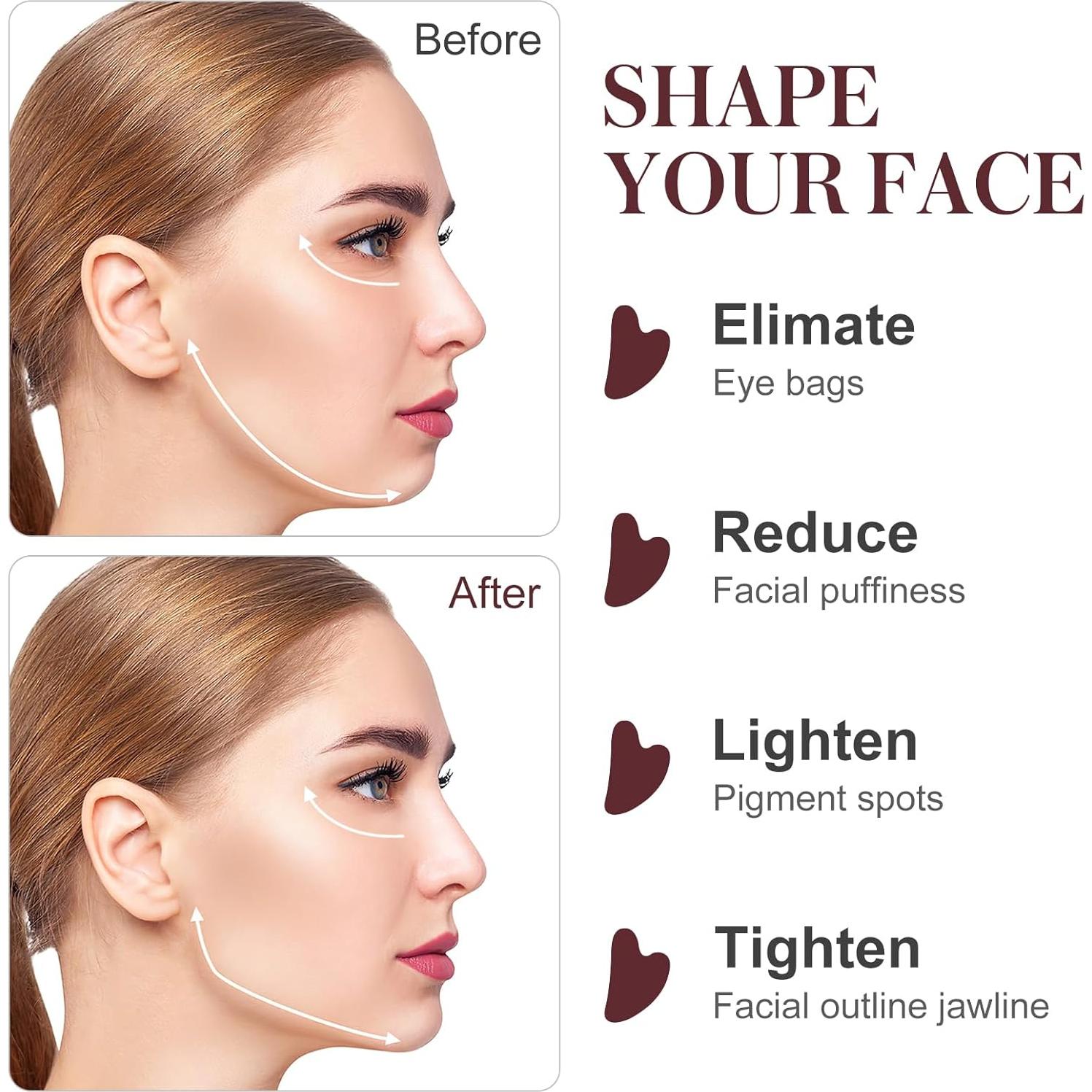 Herramienta Gua Sha de Jade Rosenice para Cuidado Facial 7.8cm