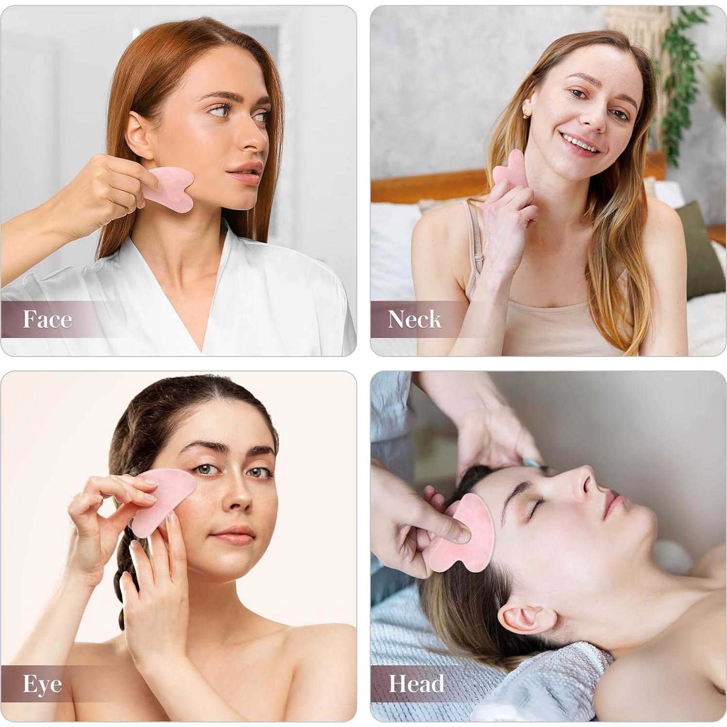 Herramienta Gua Sha de Jade Rosenice para Cuidado Facial 7.8cm