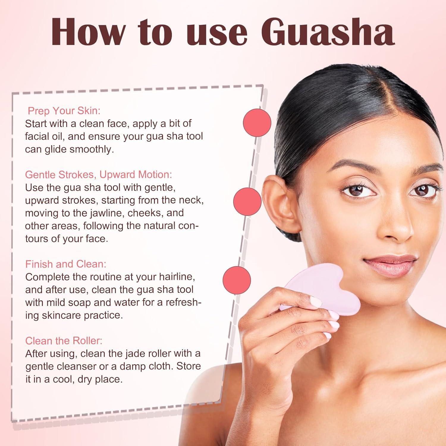 Rodillo de Jade CUBACO Ice y Gua Sha Rosa para Cuidado Facial