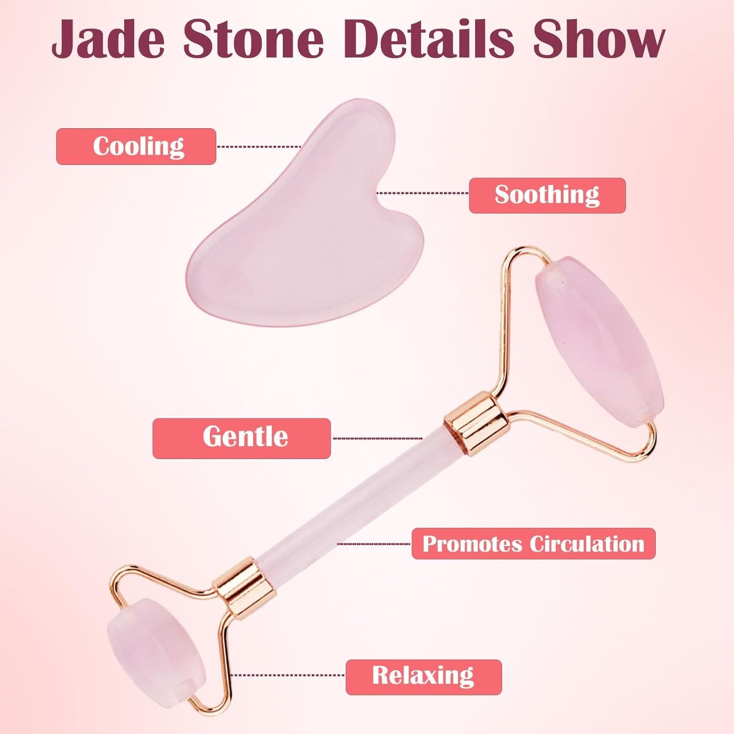 Rodillo de Jade CUBACO Ice y Gua Sha Rosa para Cuidado Facial