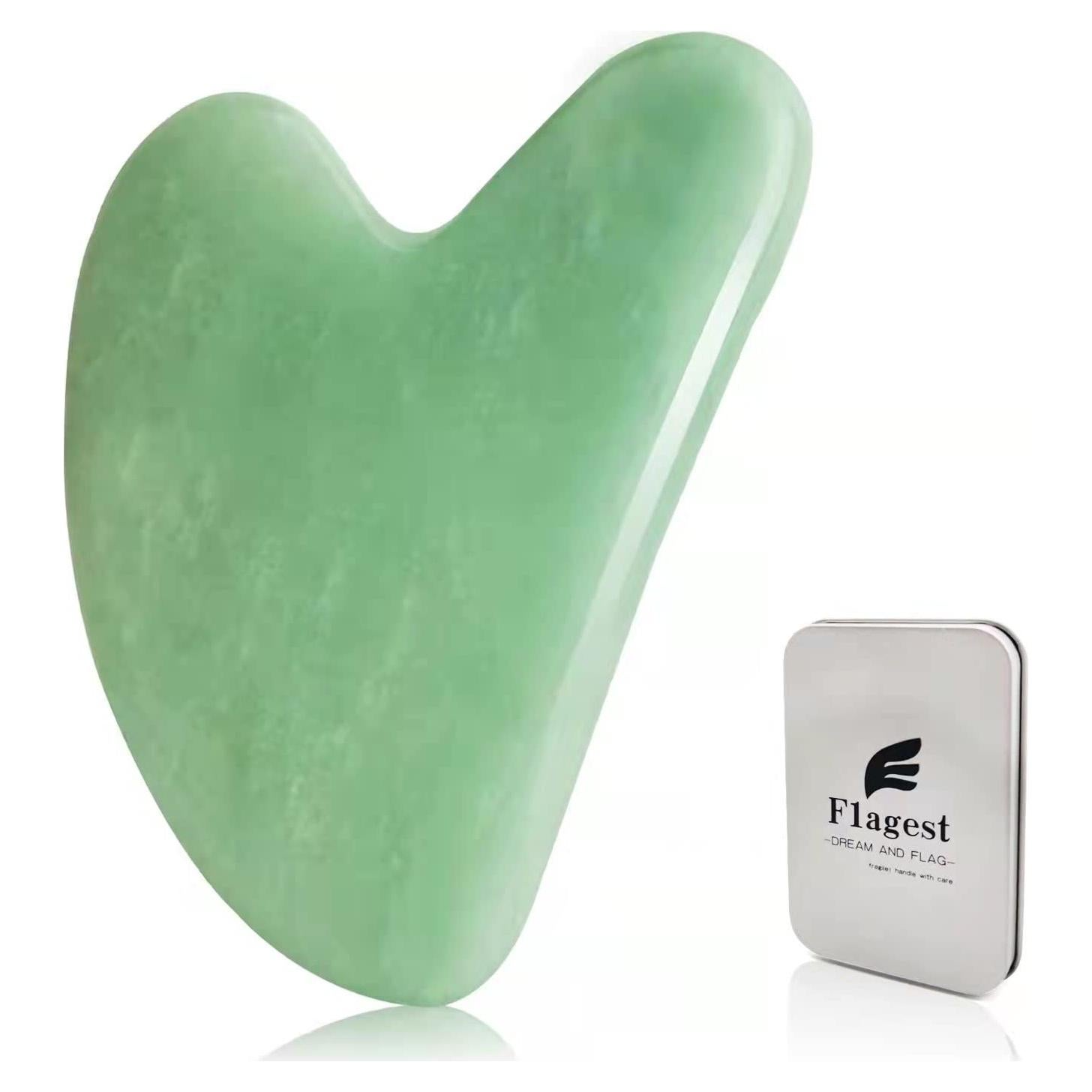 Gua Sha Facial de Jade Flagest - Masajeador Natural Verde 7cm