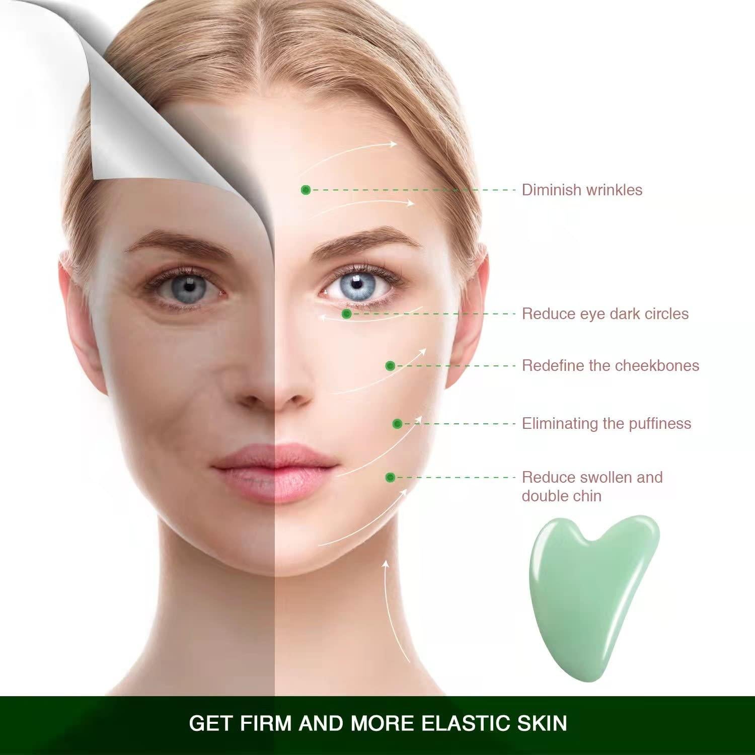 Gua Sha Facial de Jade Flagest - Masajeador Natural Verde 7cm