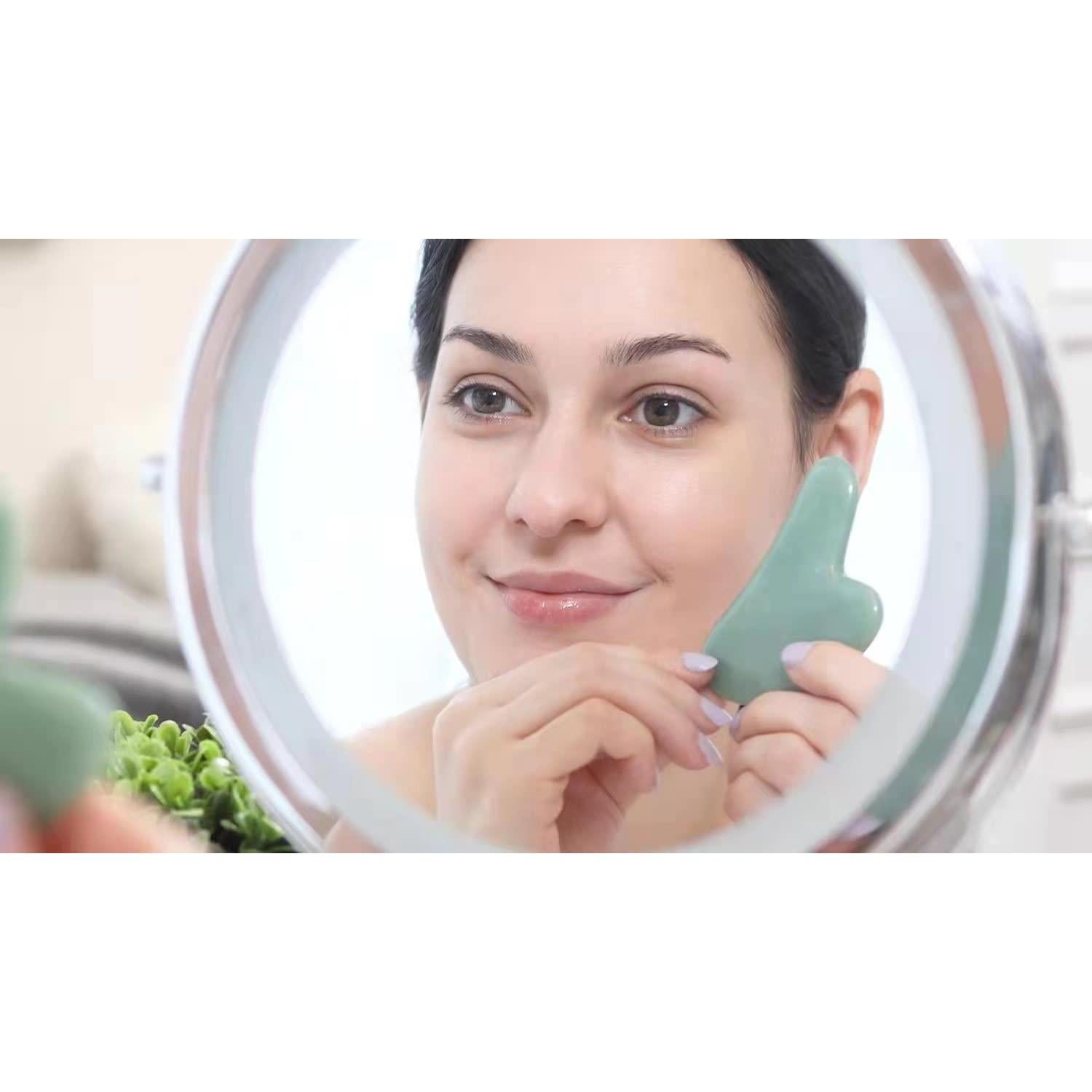 Gua Sha Facial de Jade Flagest - Masajeador Natural Verde 7cm