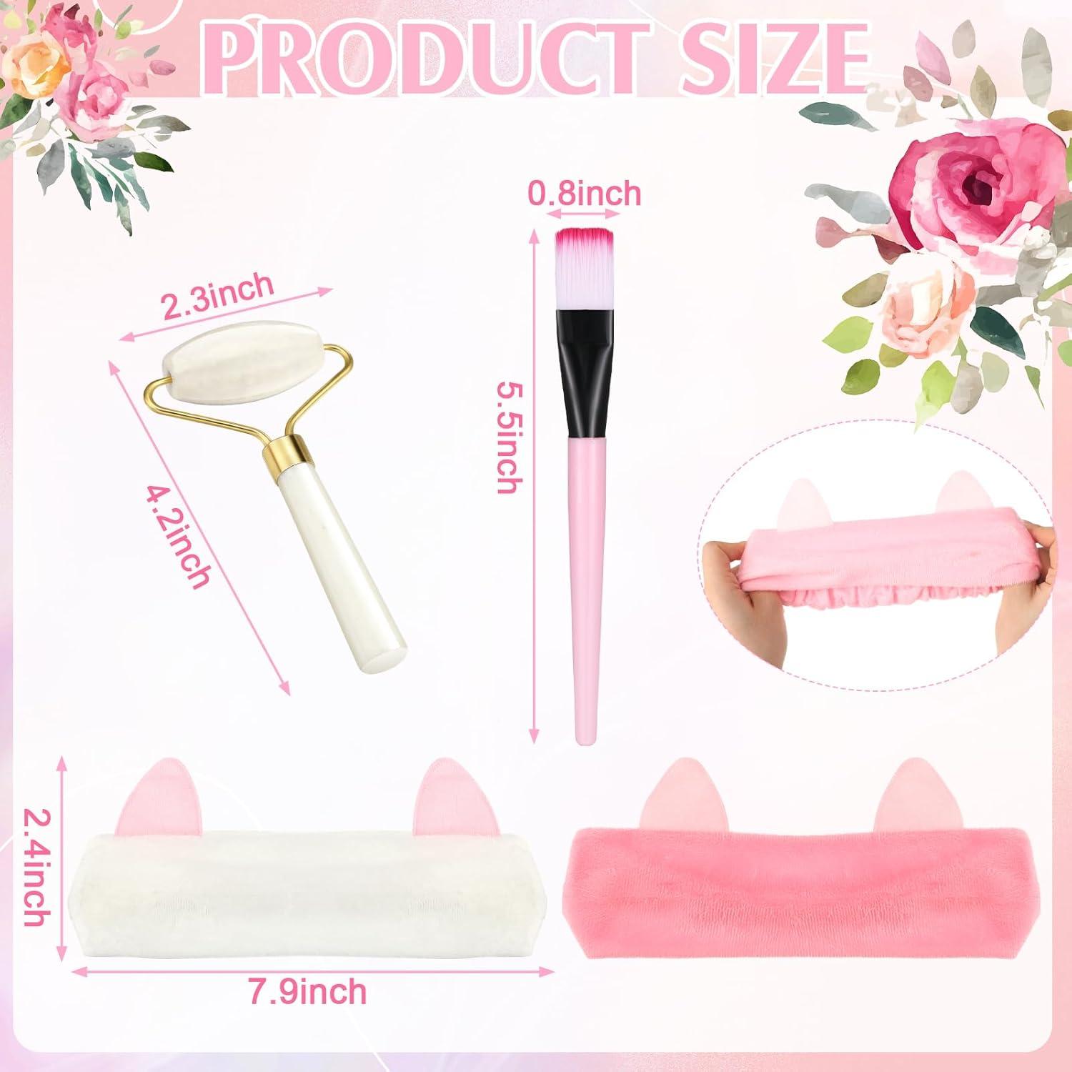 Kit de Fiesta de Spa Threlaco - 8 Rodillos de Jade, Pinceles y Cuencos