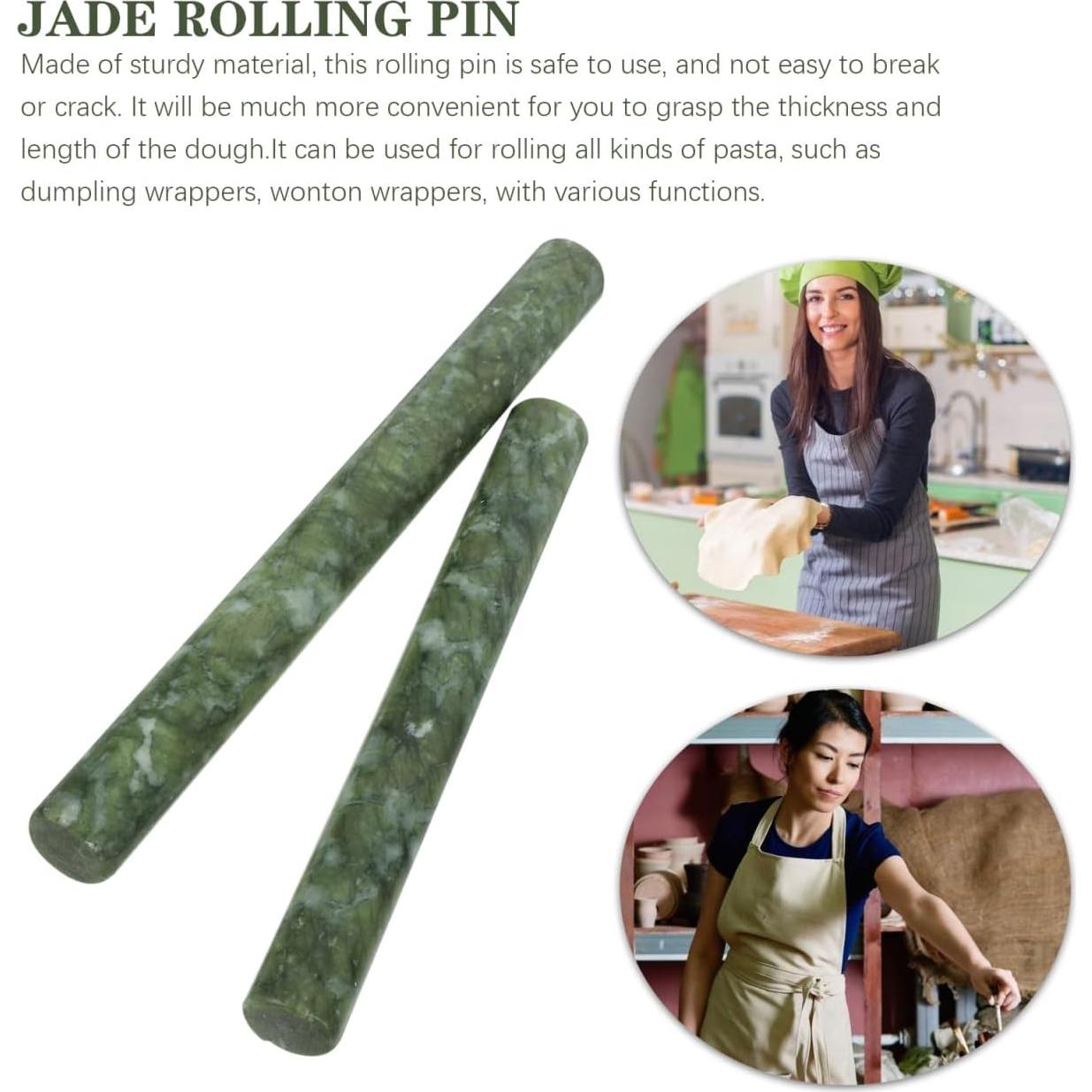Rodillo de masa Amosfun de mármol verde 26 cm - Herramienta de cocina