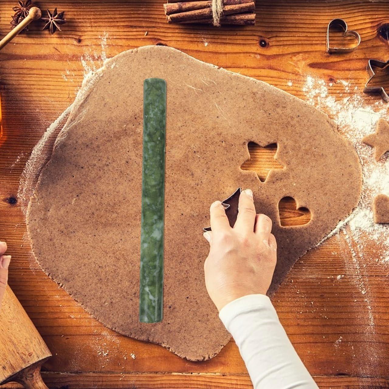Rodillo de masa Amosfun de mármol verde 26 cm - Herramienta de cocina