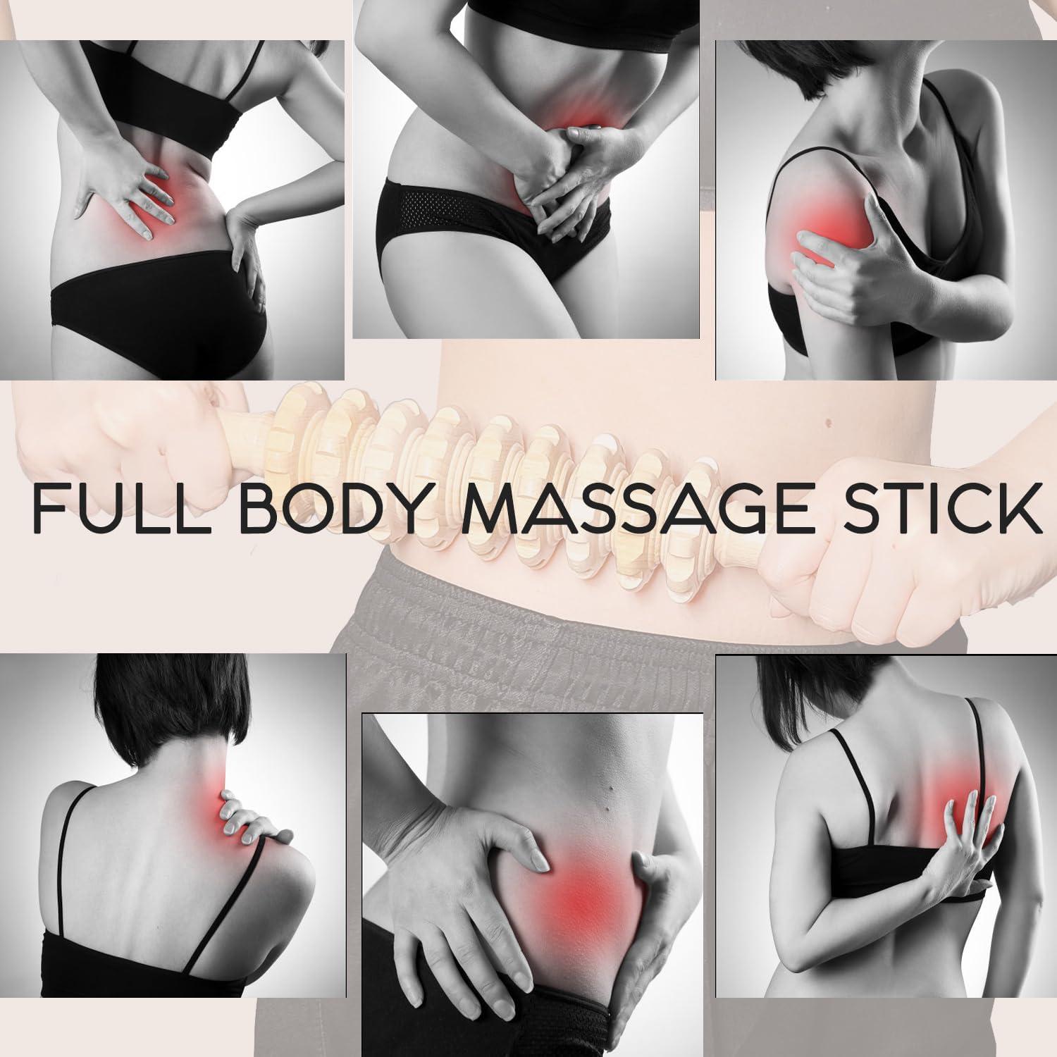 Rodillo de Masaje de Madera Natural iunxkmi - Anticelulitis y Drenaje Linfático