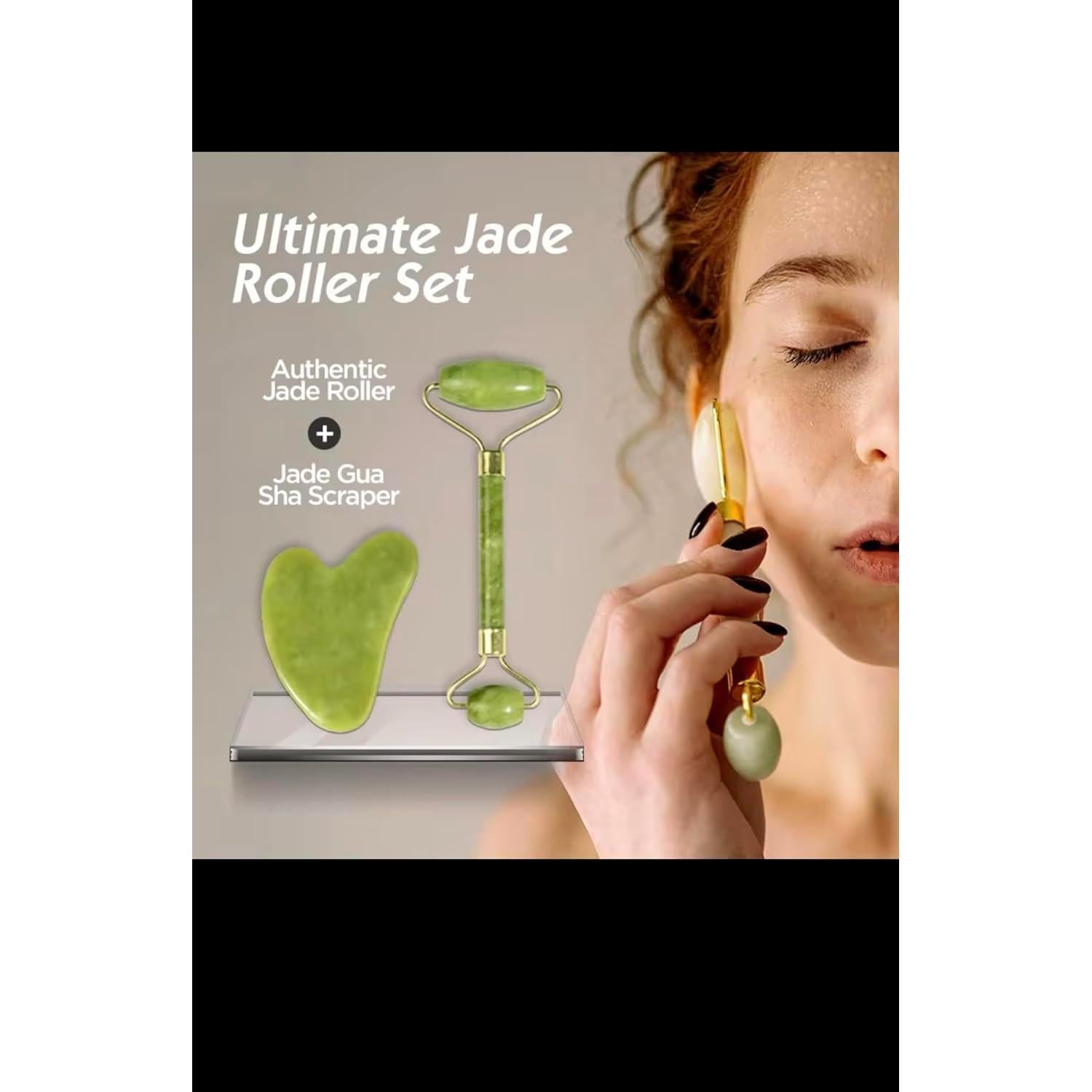 Juego de Rodillo de Jade y Gua Sha Laotang - 2 Piezas