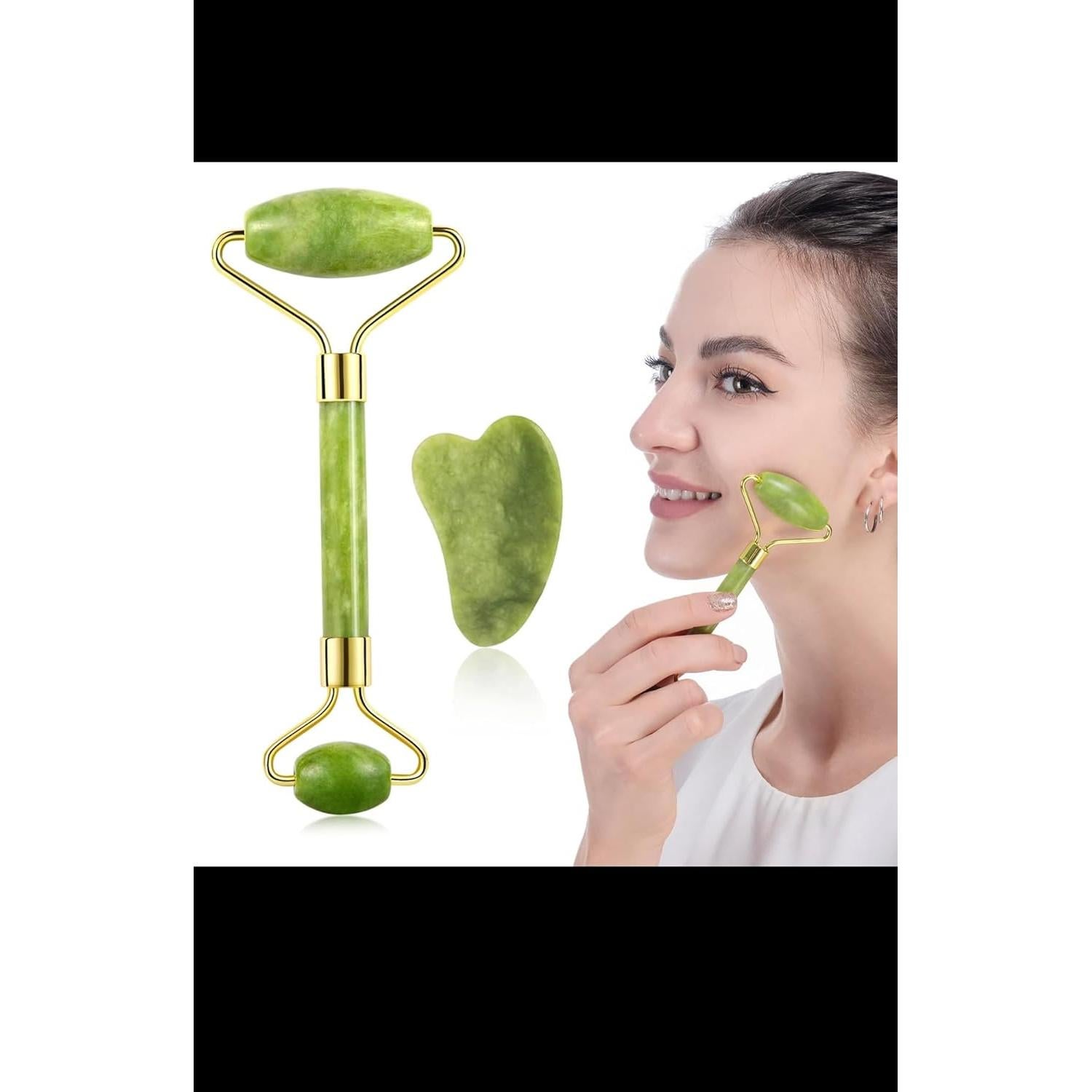 Juego de Rodillo de Jade y Gua Sha Laotang - 2 Piezas