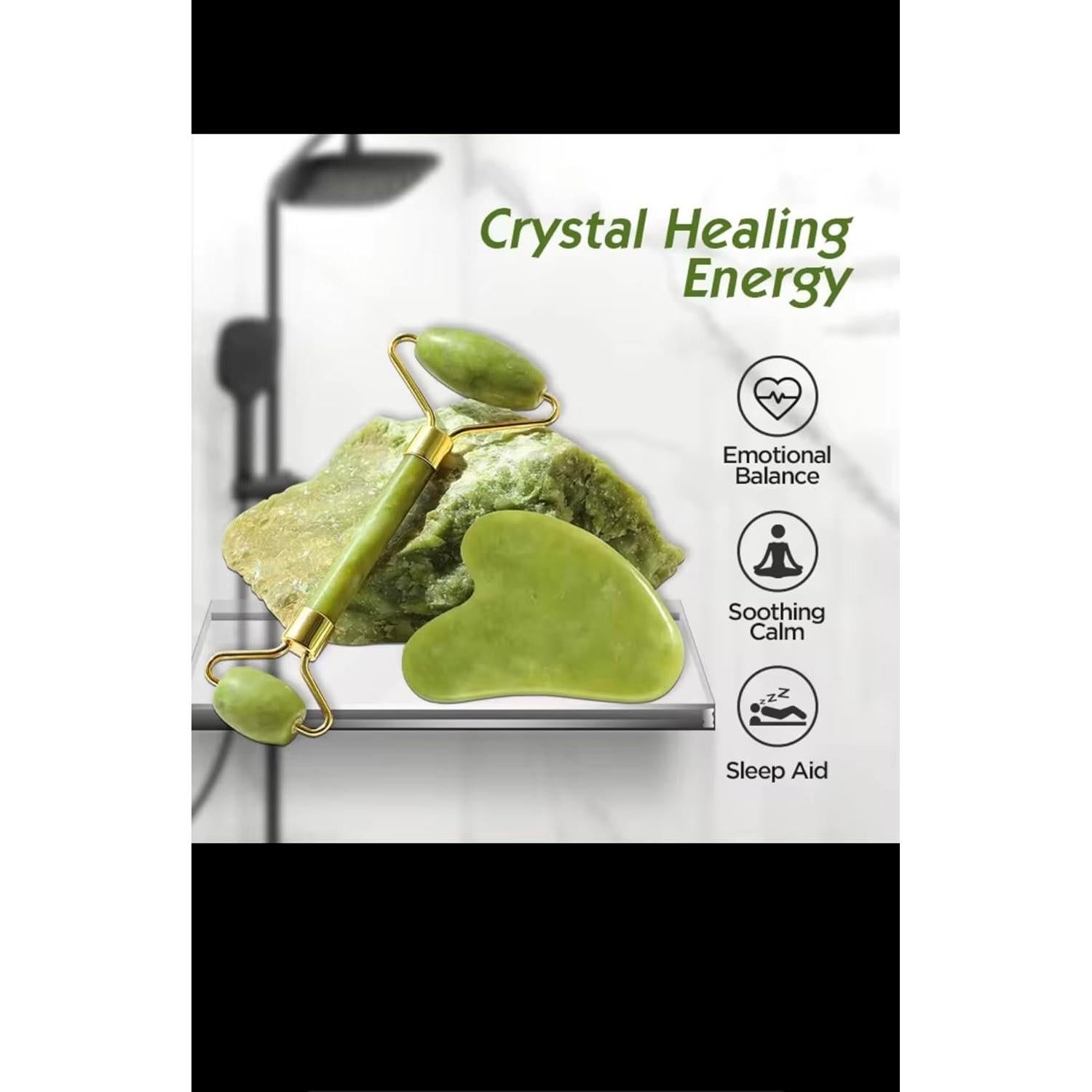 Juego de Rodillo de Jade y Gua Sha Laotang - 2 Piezas
