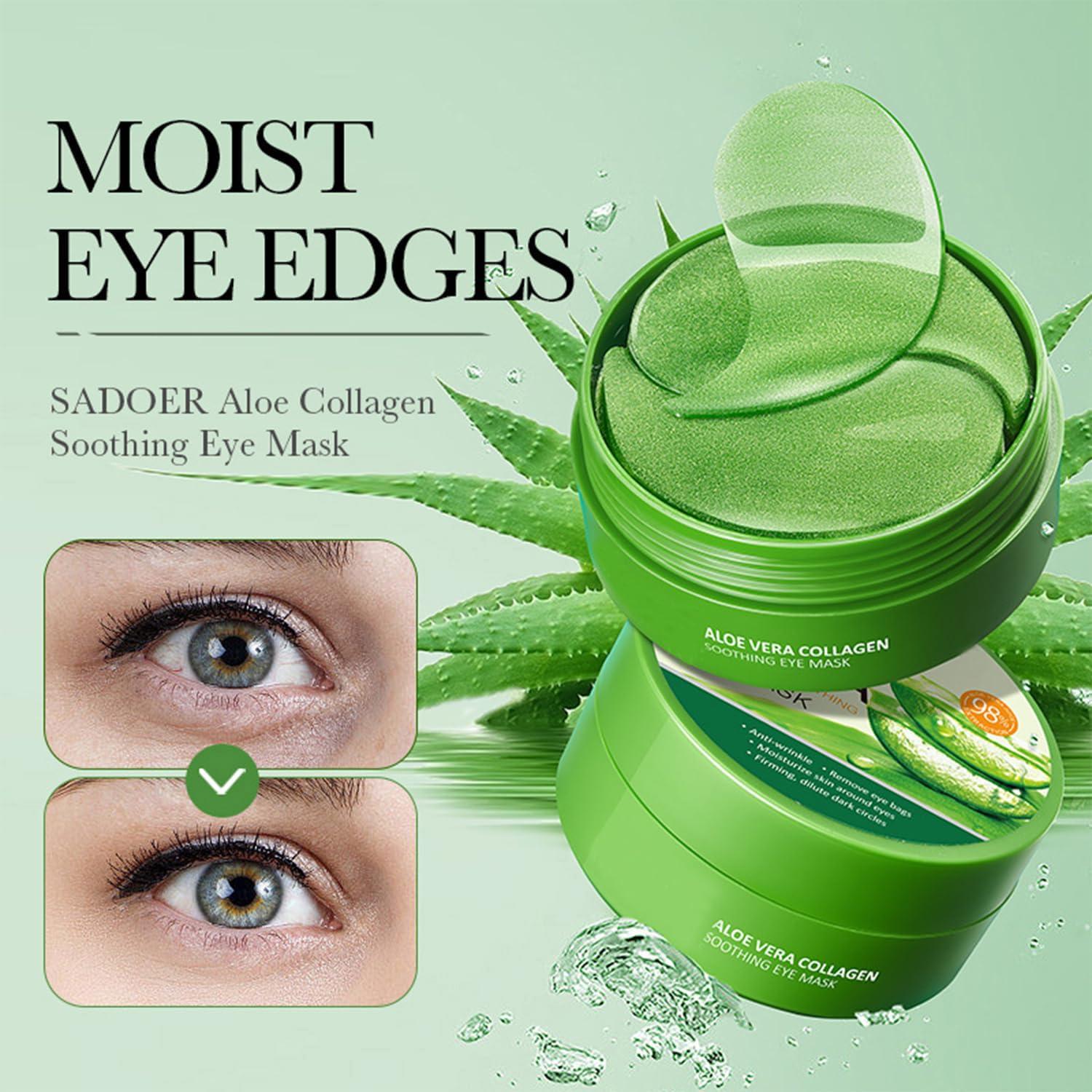 Mascarillas de Ojos de Aloe Vera Eakroo - 60 Piezas Hidratantes