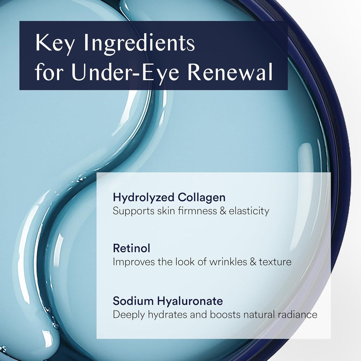 Parche para Ojos Uikeaft - 30 Pares Hidrogel Antiarrugas con Colágeno y Retinol