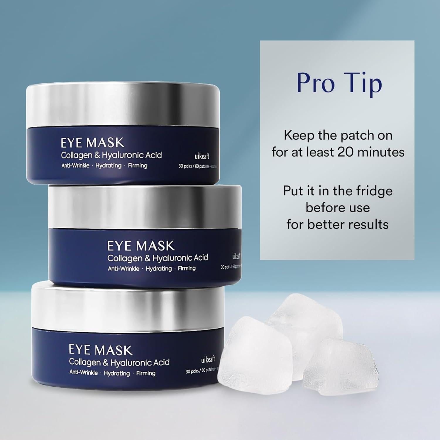 Parche para Ojos Uikeaft - 30 Pares Hidrogel Antiarrugas con Colágeno y Retinol