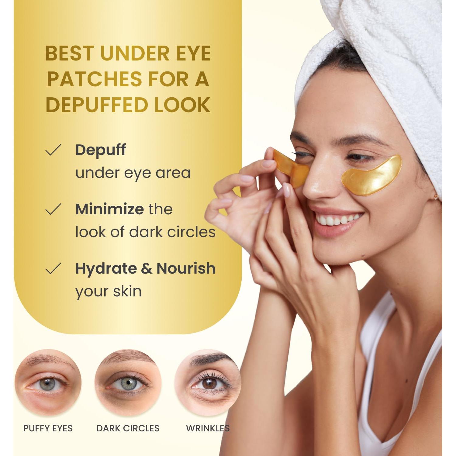 Parche de Ojos Dorado Plantifique | 20 Pares | Hidratante y Revitalizante