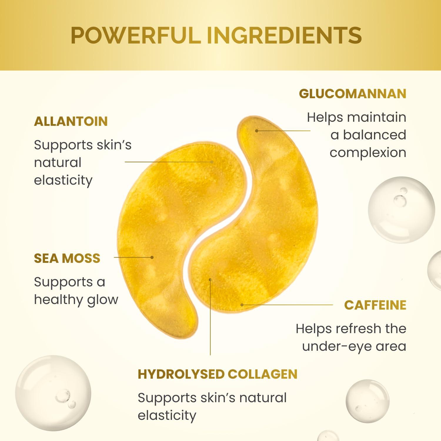 Parche de Ojos Dorado Plantifique | 20 Pares | Hidratante y Revitalizante