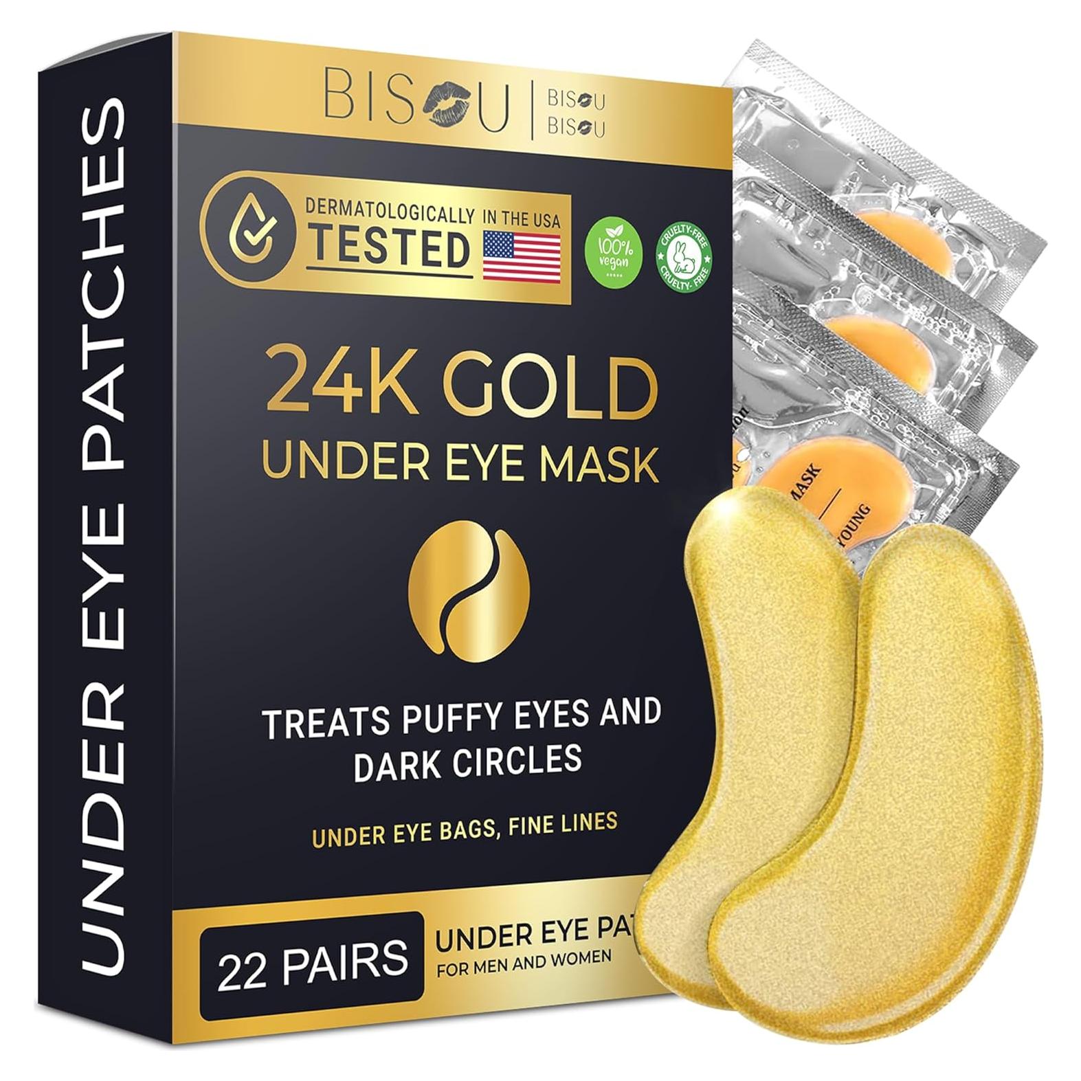 Parche de Ojos de Oro 24K Top Fortune - 22 Pares Colágeno