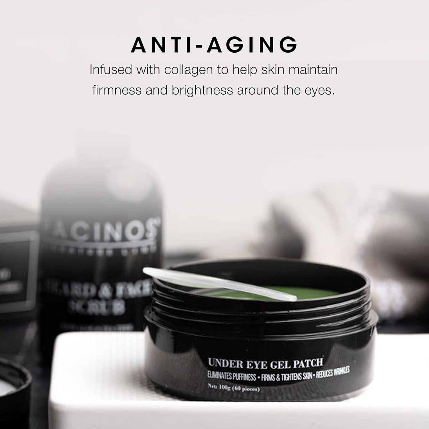 Parche de Gel para Ojos Pacinos - 60 Piezas, Anti-Hinchazón y Arrugas