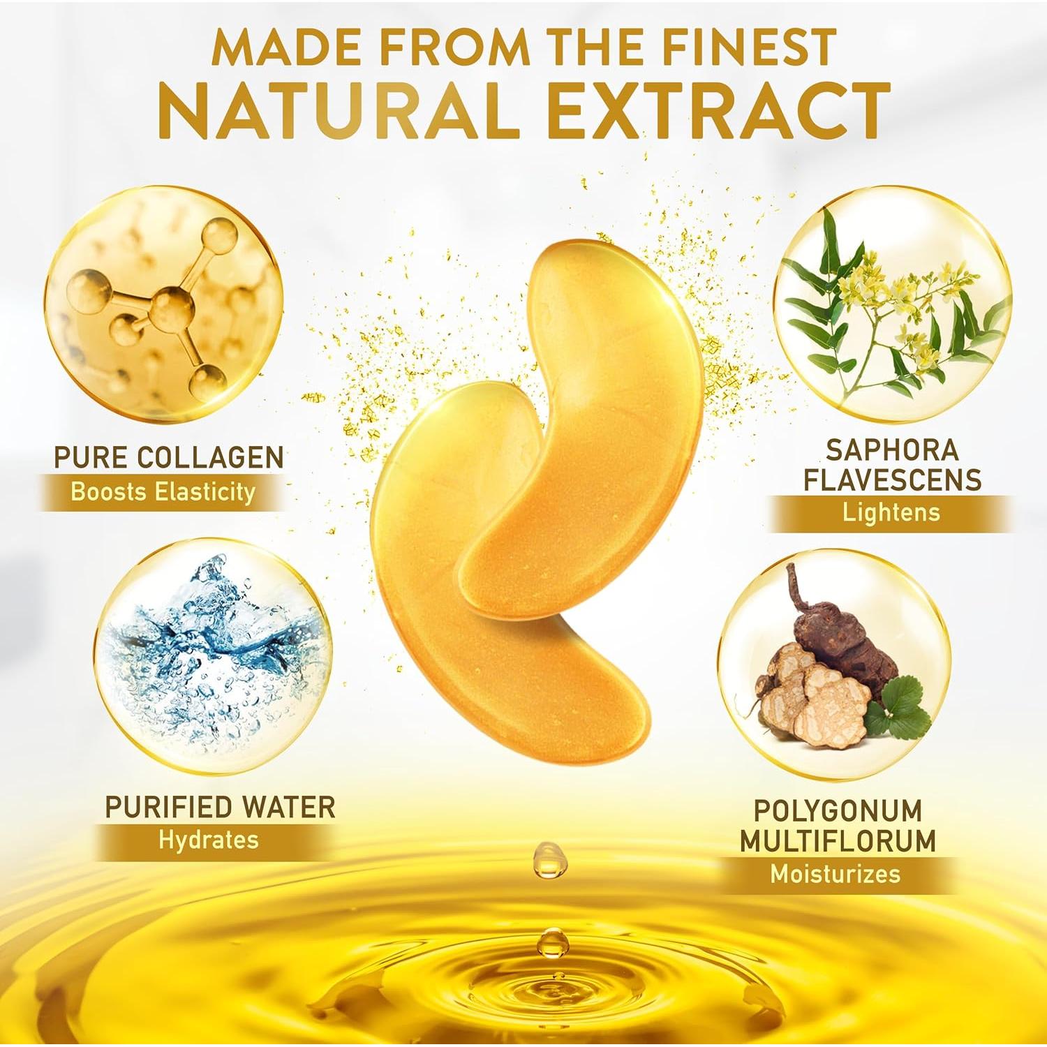 Parche para Ojos 72 Parches Colágeno Puro Oro 24K