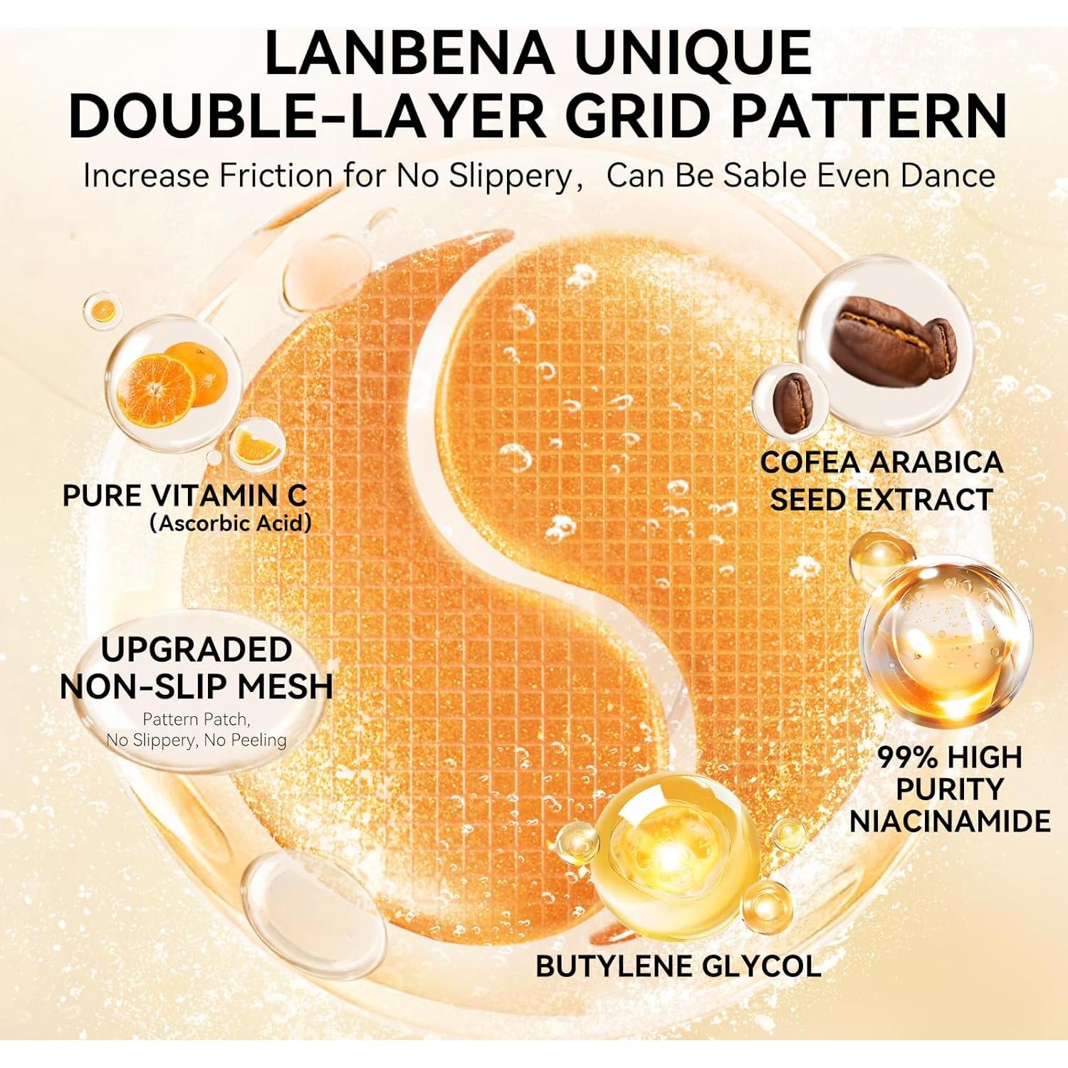 Parches para Ojos LANBENA con Vitamina C - 30 Pares Hidratantes