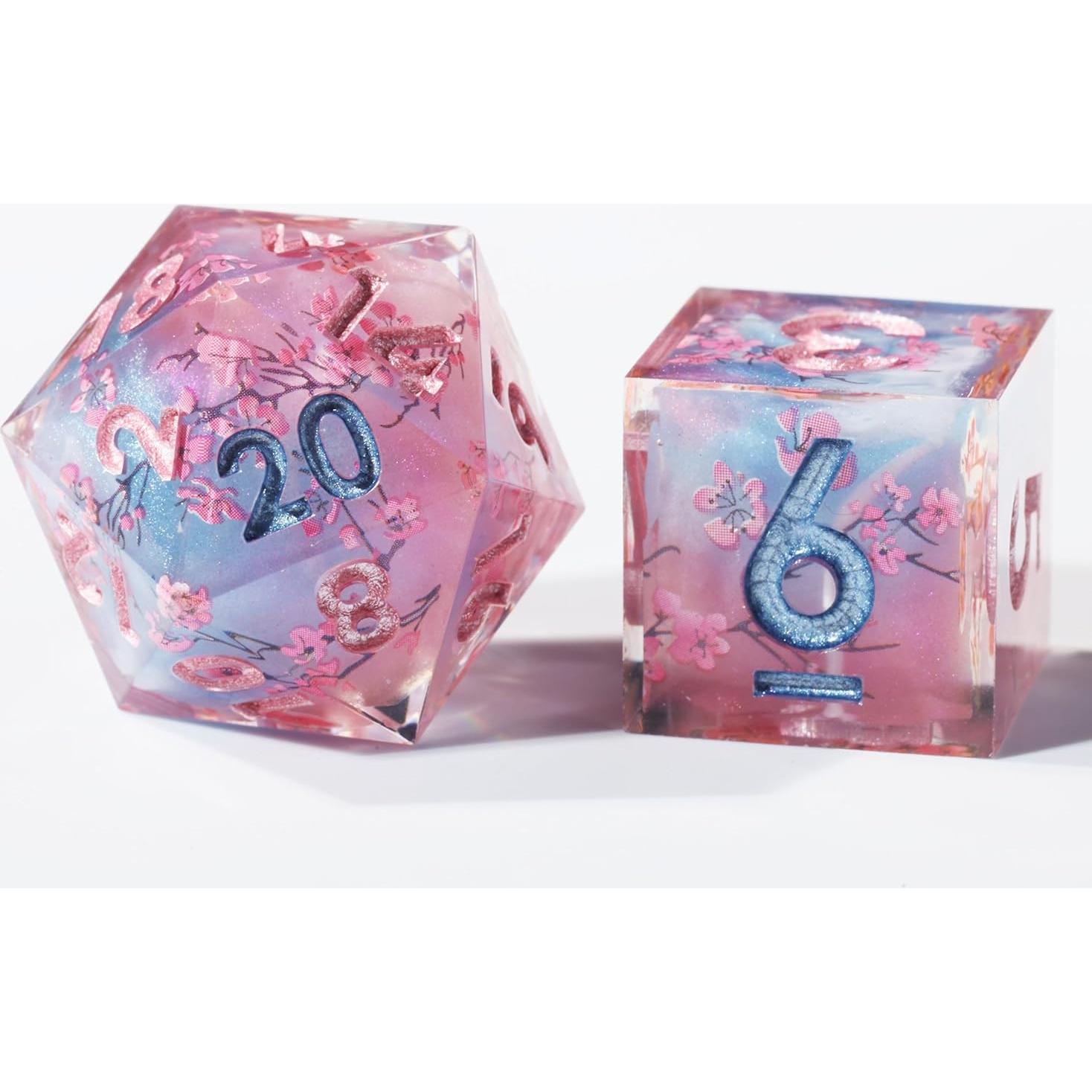 Juego de Dados Poliedricos Mini Planet Flor de Cerezo 7 Pcs