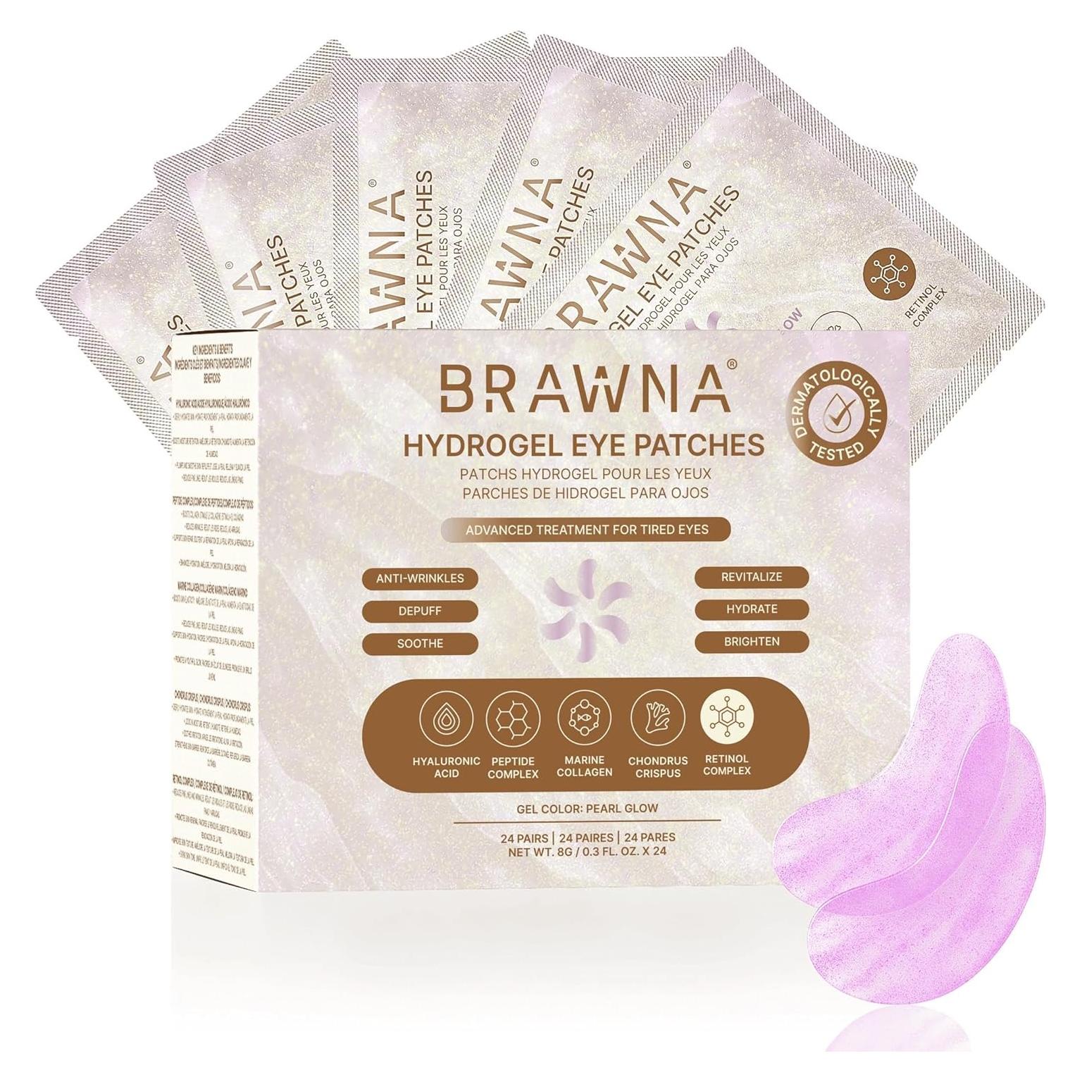 Parche Hidrogel para Ojos BRAWNA con Retinol y Colágeno - 24 Pares