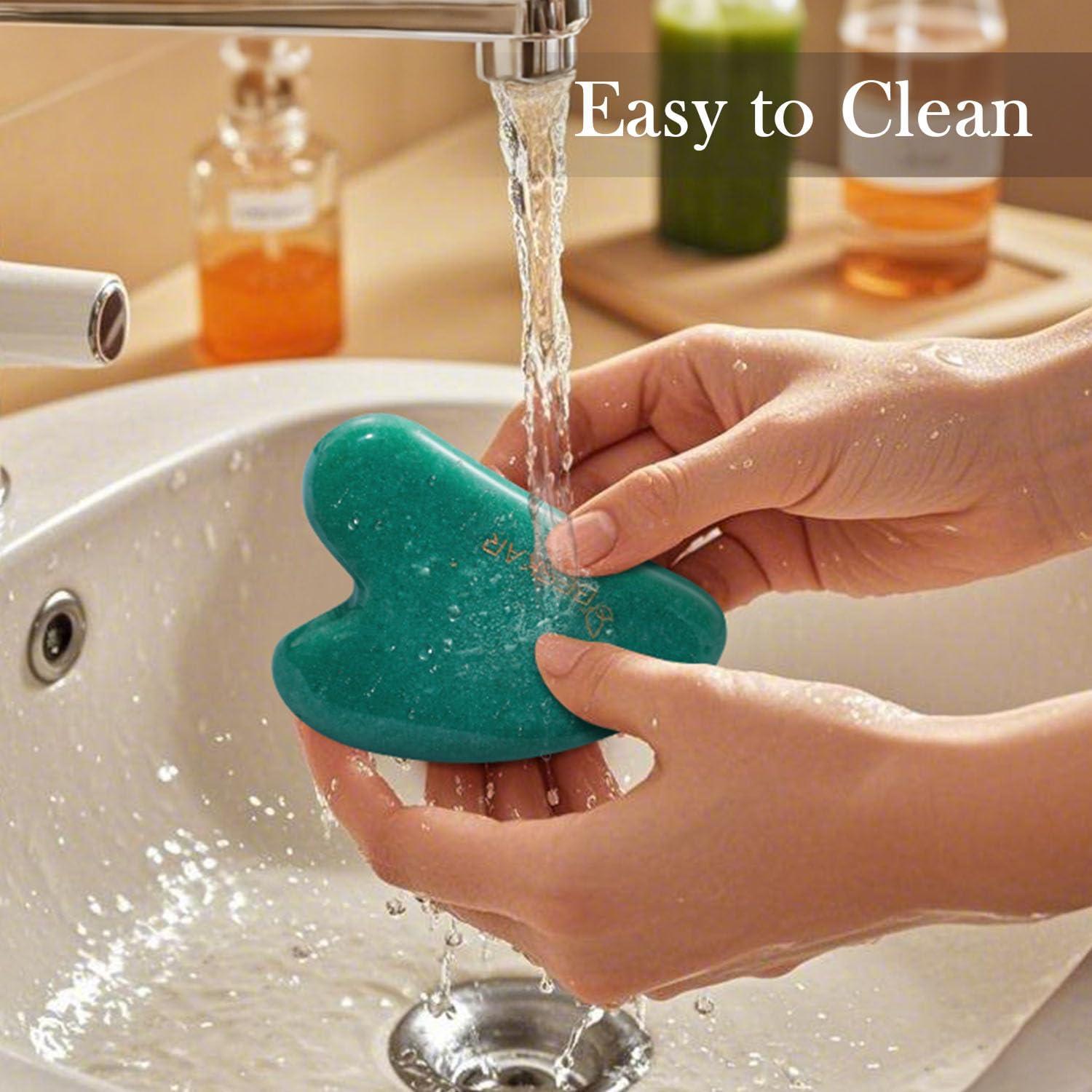 Masajeador Gua Sha Facial BESKAR de Piedra Jade Natural 8.4cm