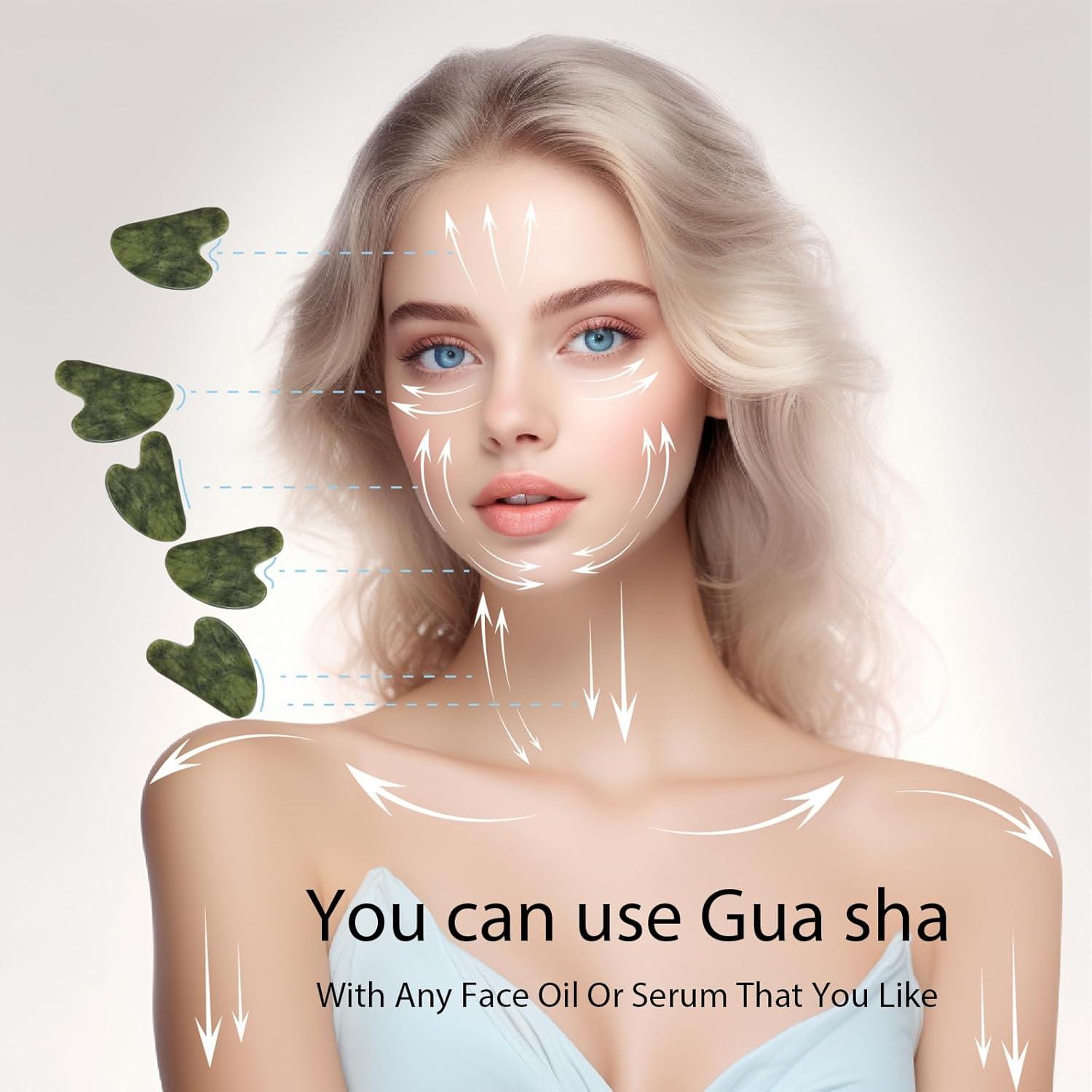 Herramienta Gua Sha Facial BLHLA Verde Natural 8.38cm