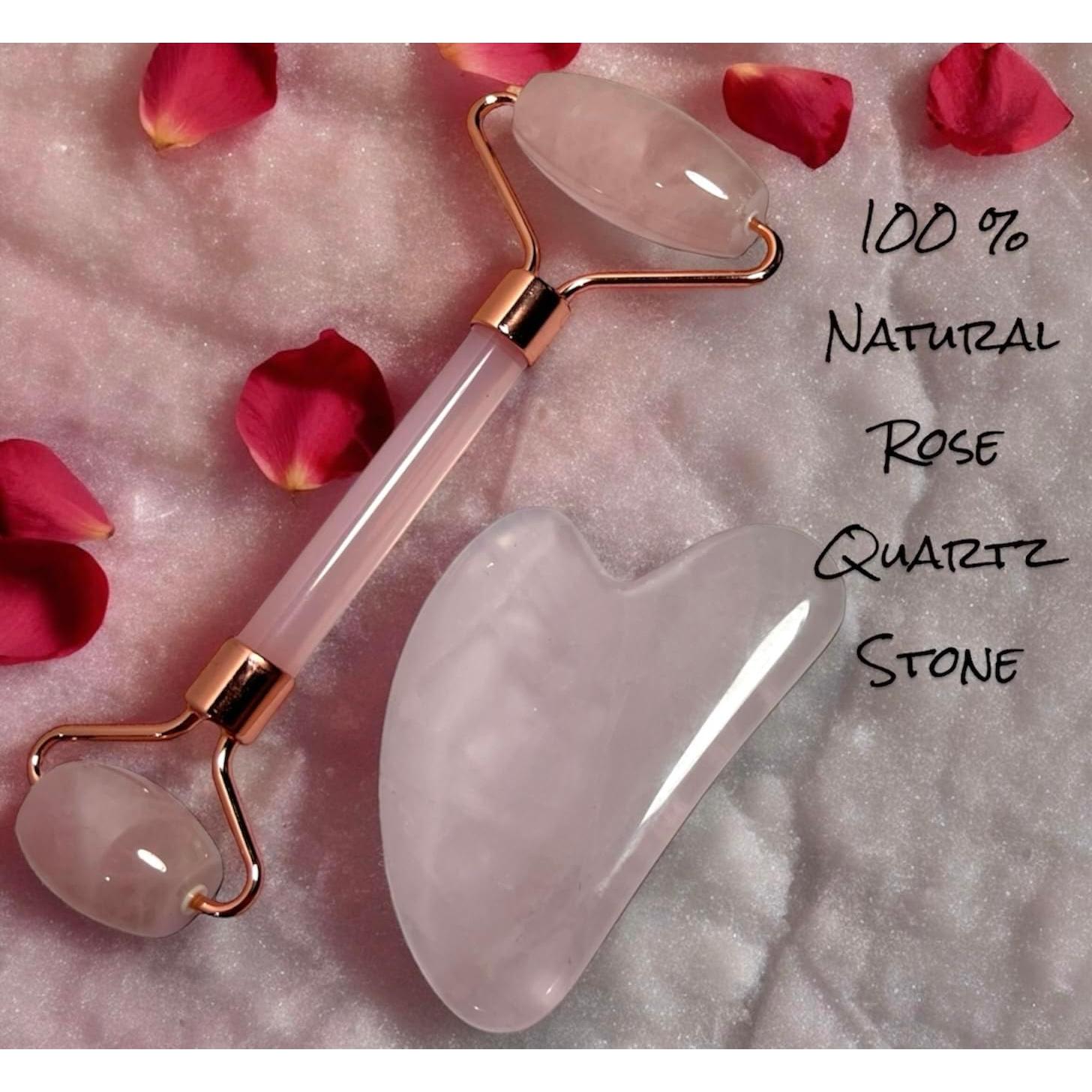 Conjunto Gua Sha y Rodillo de Jade VIVIDUS Rosa para Masaje Facial