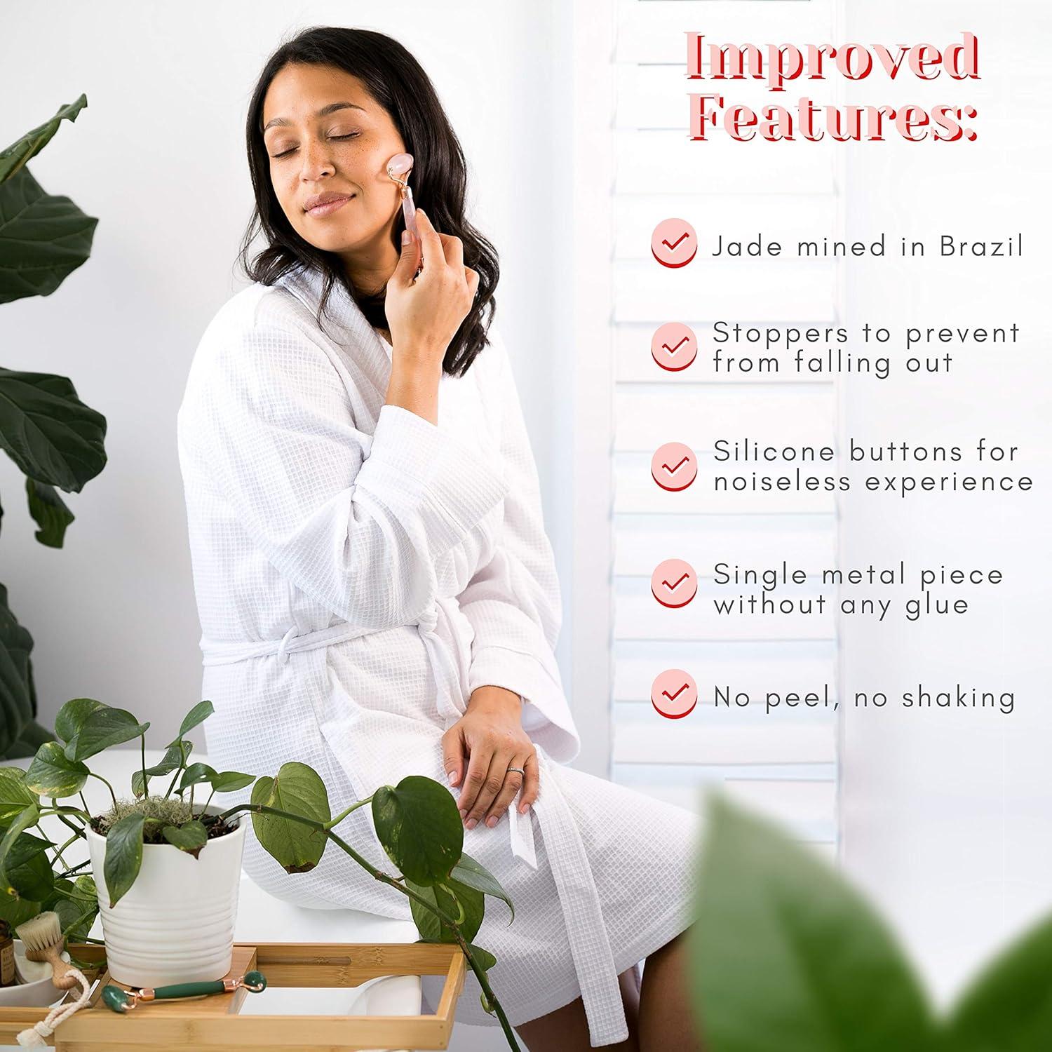 Set de Rodillo Facial y Gua Sha WITTY Cuarzo Rosa - 15cm