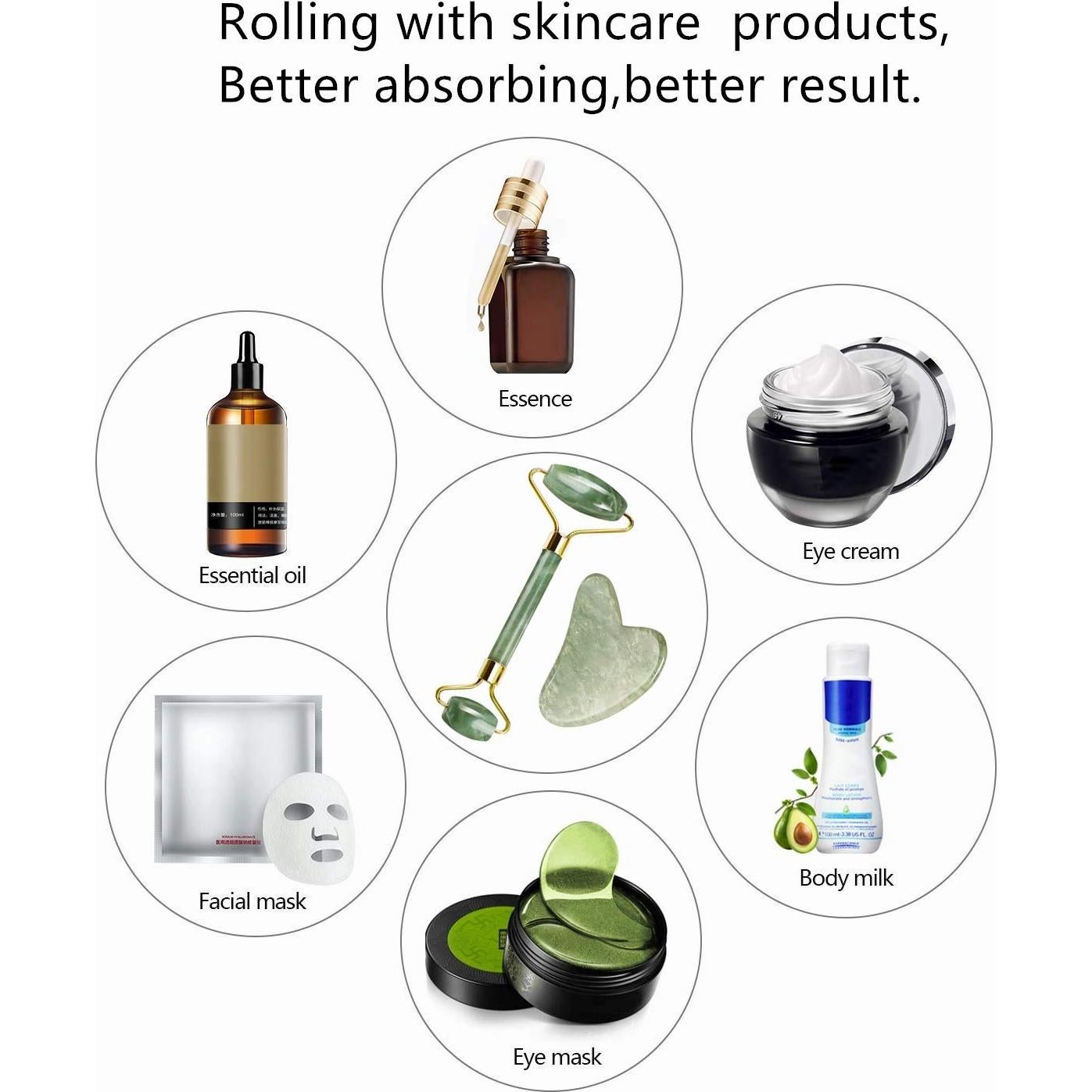 Rodillo de Jade y Gua Sha Ysrisny - Masaje Facial Antienvejecimiento