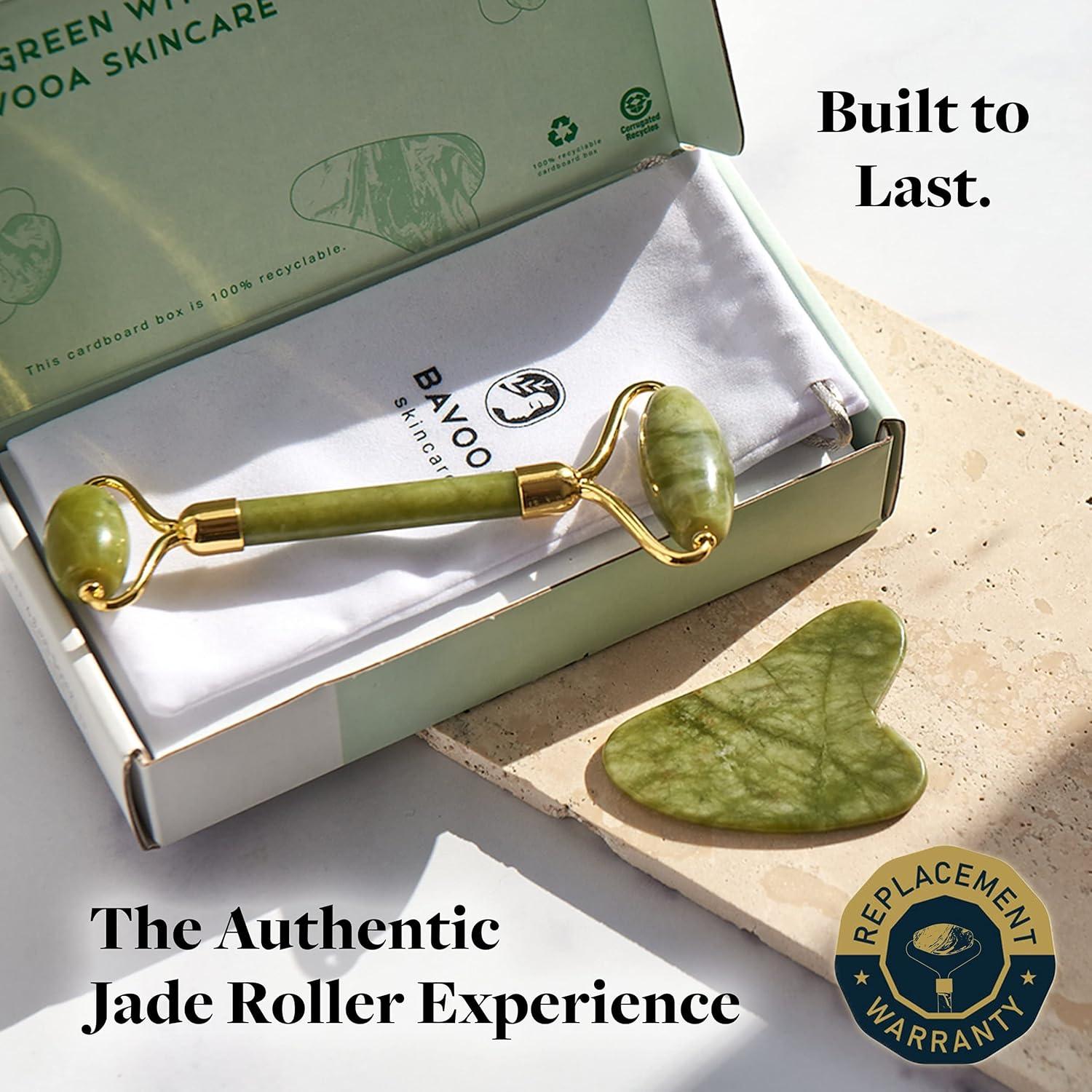 Rodillo de Jade y Gua Sha R.E.M - Masajeador Facial 100% Jade