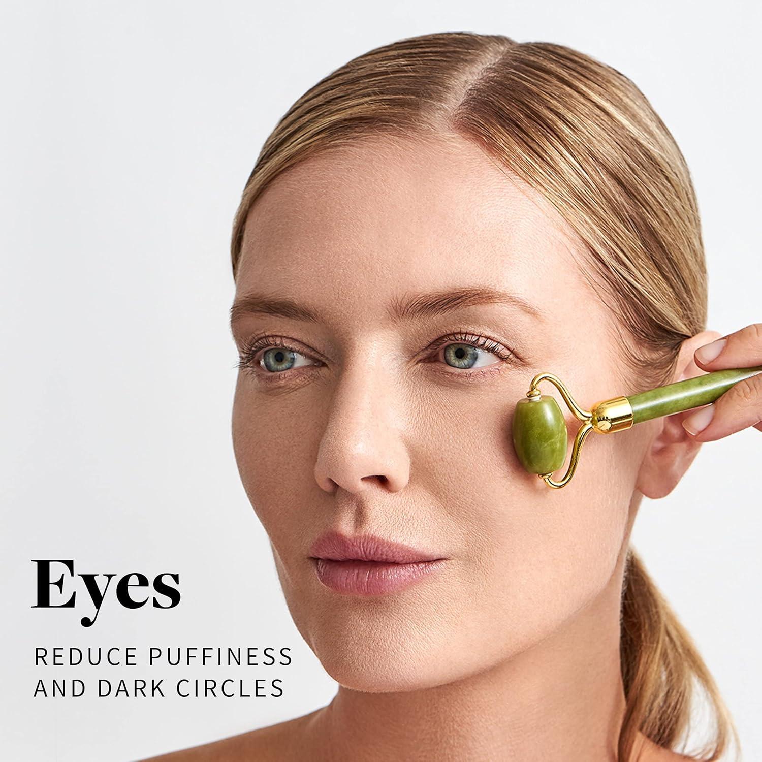 Rodillo de Jade y Gua Sha R.E.M - Masajeador Facial 100% Jade